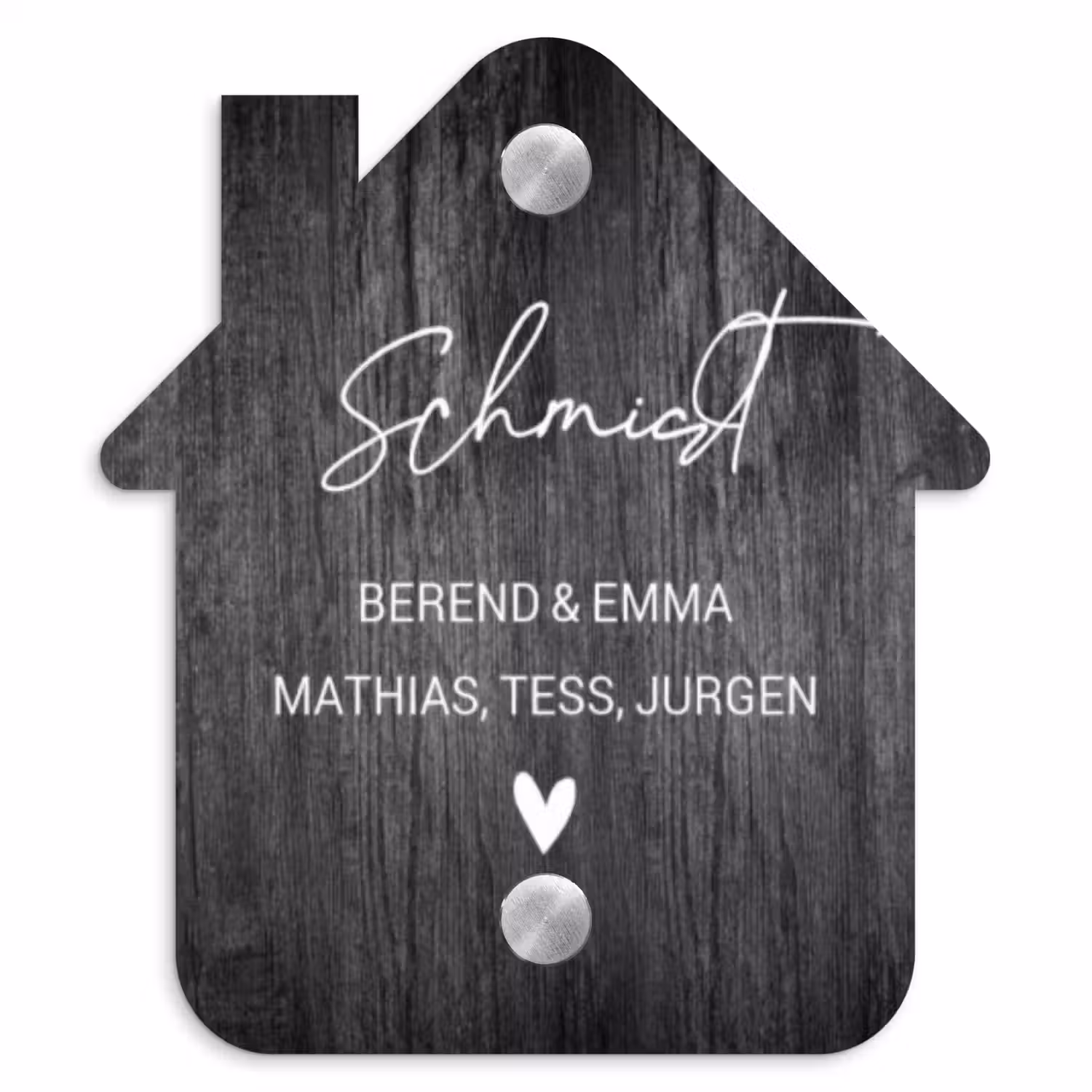 Donker hout - Sierlijk Naambord Huisje klein -3d