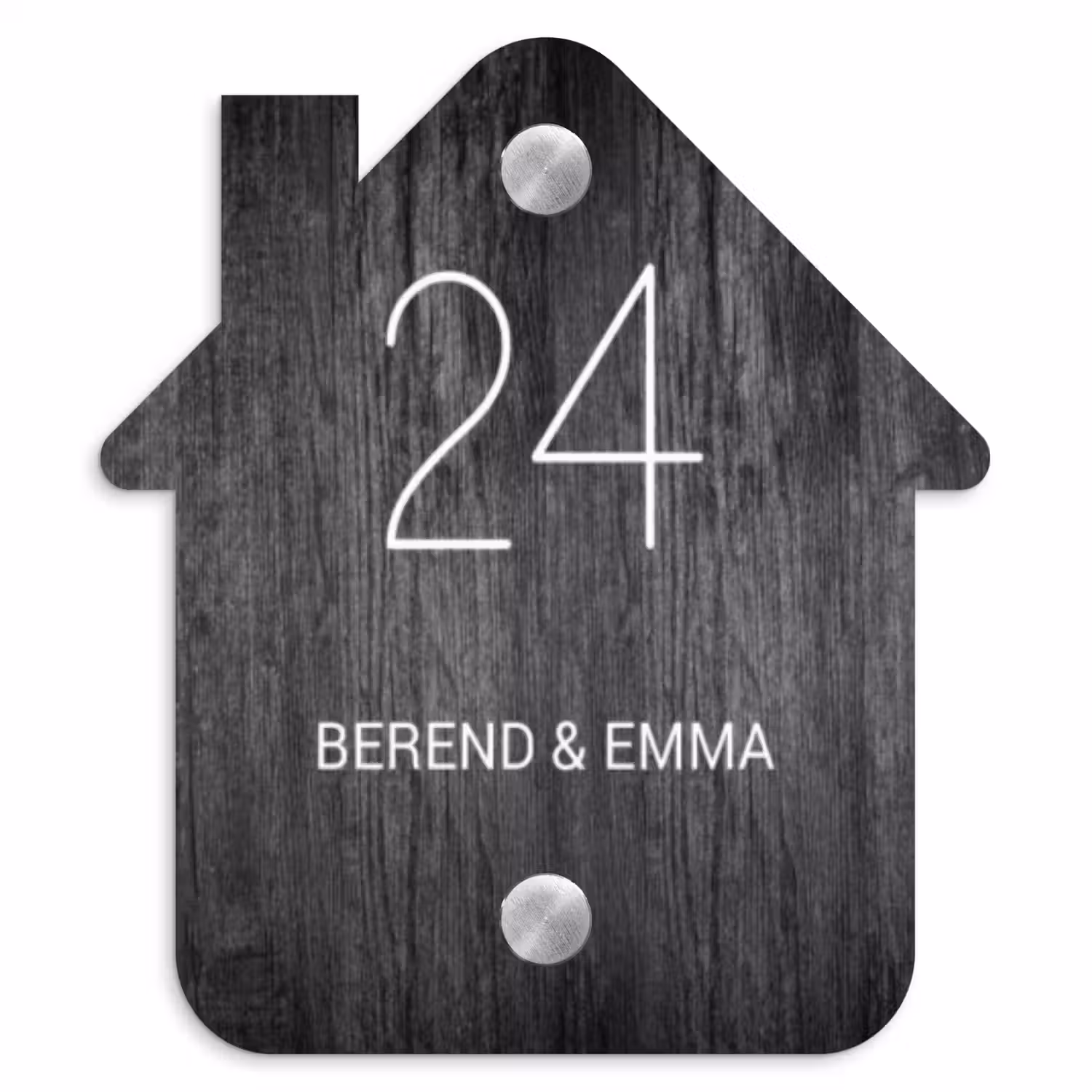 Donker hout - Klassiek Naambord Huisje klein -3d