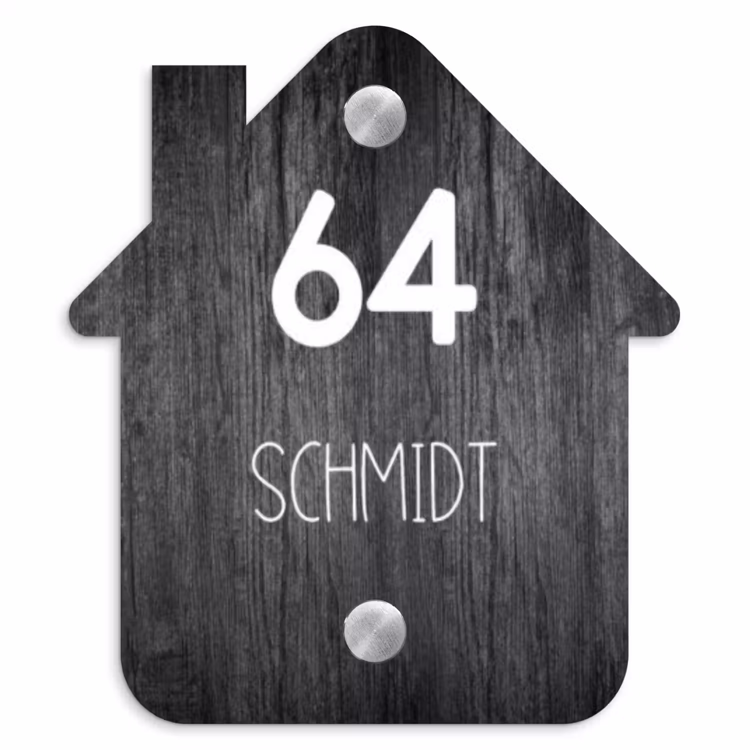 Donker hout - Modern Naambord Huisje klein -3d