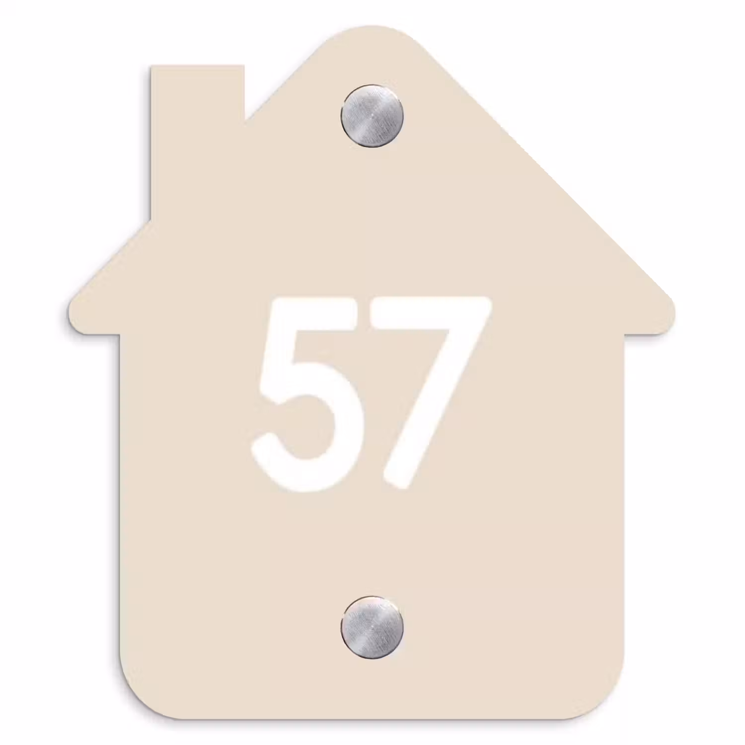Effen - Beige - Traditioneel Naambord Huisje klein -3d