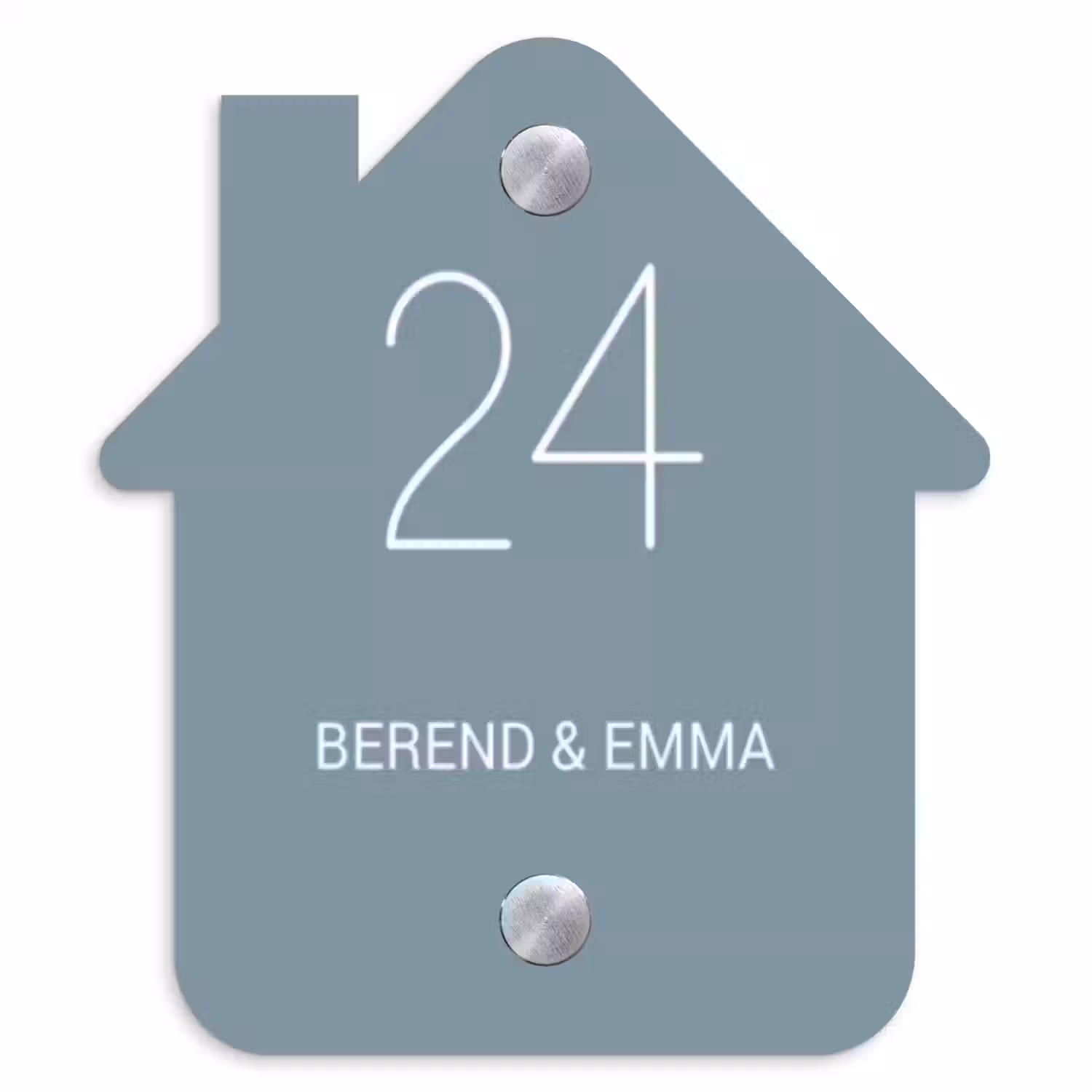 Effen blauwgrijs - Klassiek Naambord Huisje klein -3d