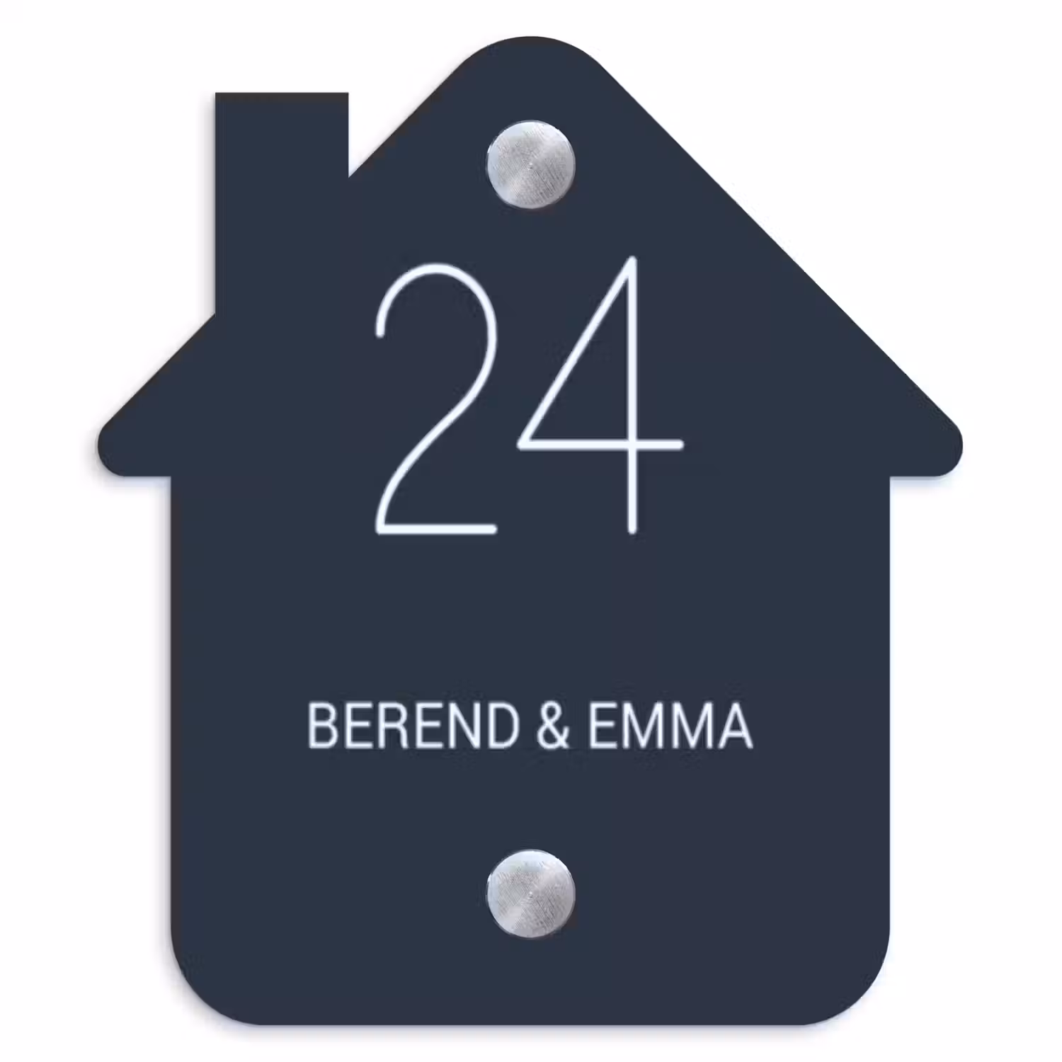 Effen blauw - Klassiek Naambord Huisje klein -3d