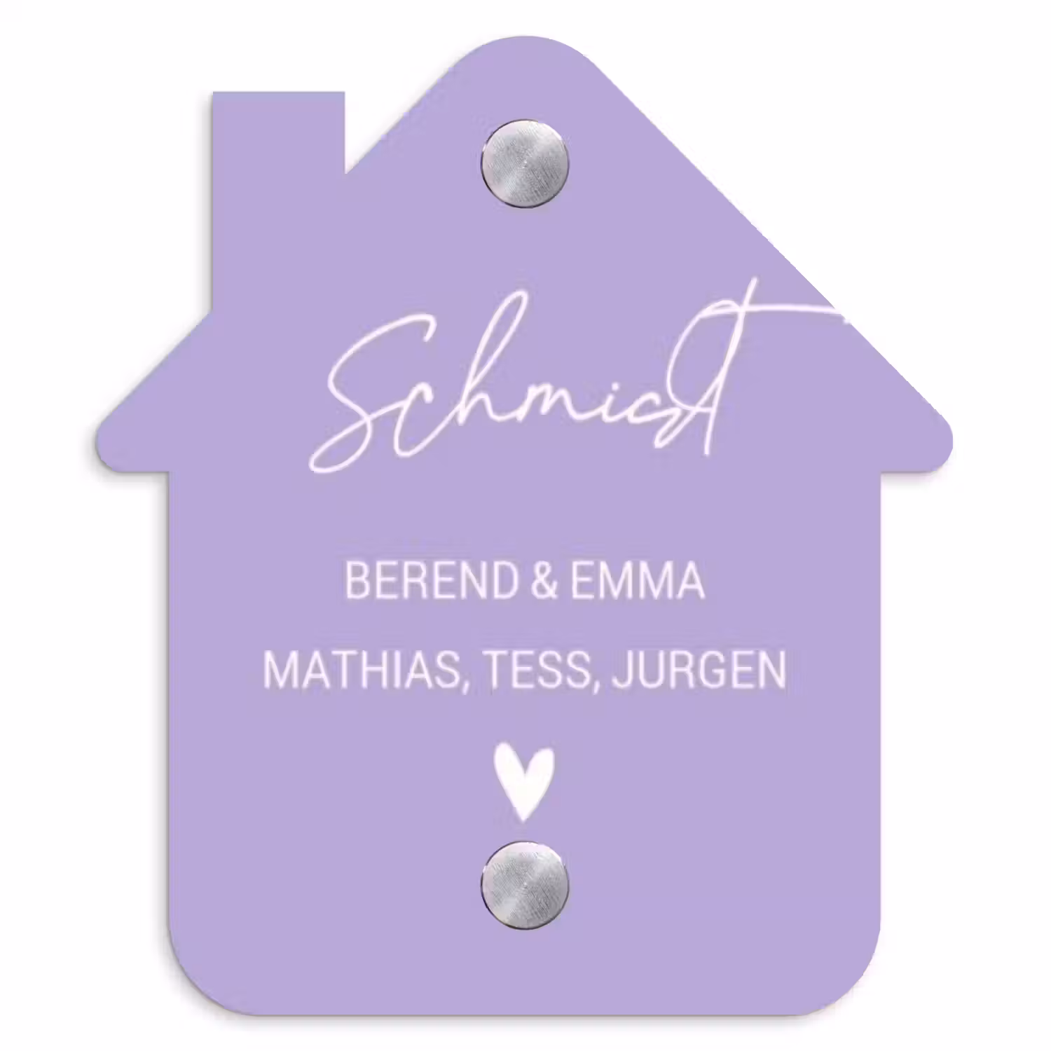 Effen - Lila - Sierlijk Naambord Huisje klein -3d