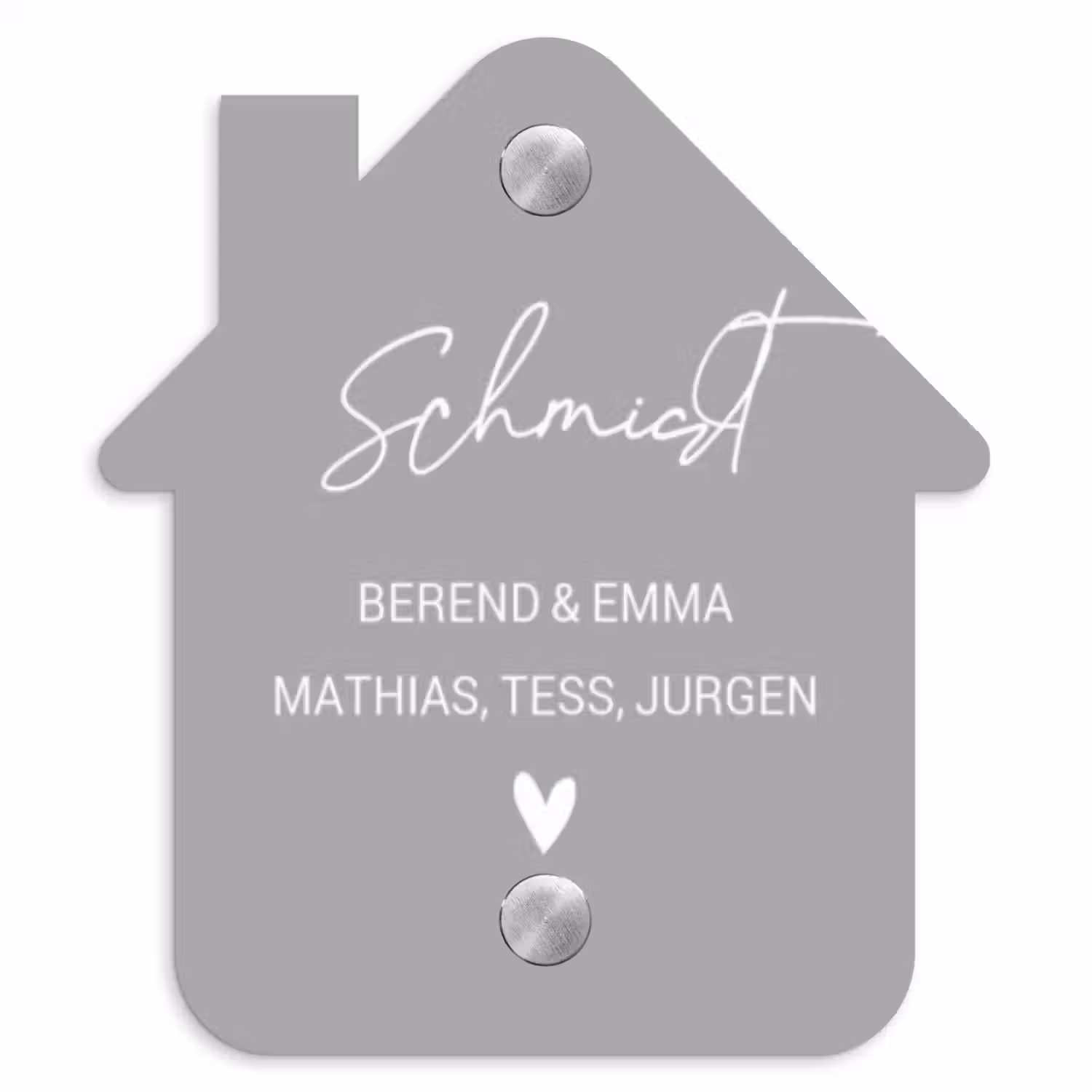Effen lichtgrijs - Sierlijk Naambord Huisje klein -3d