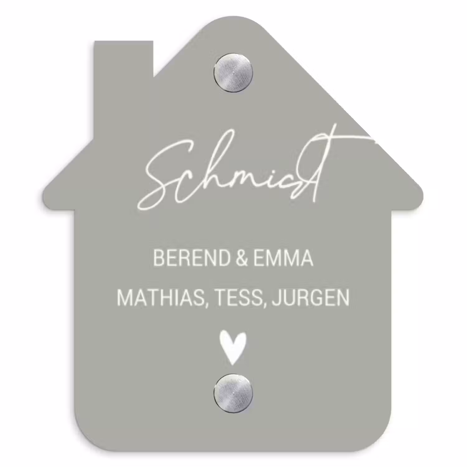 Effen lichtgrijs - Sierlijk Naambord Huisje klein -3d