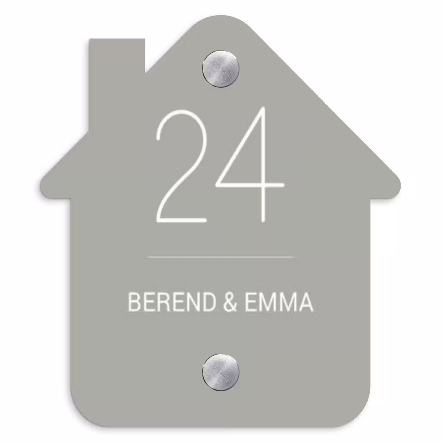 Effen lichtgrijs - Klassiek Naambord Huisje klein -3d