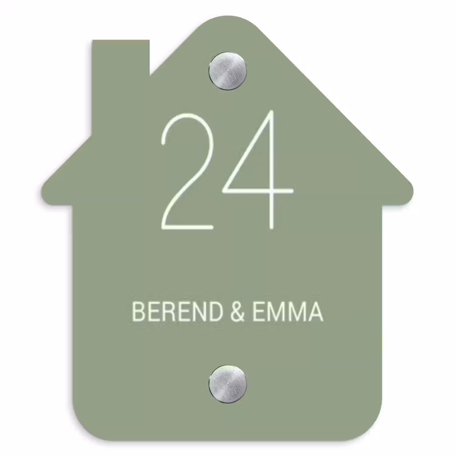 Effen olijfgroen - Sierlijk Naambord Huisje klein -3d