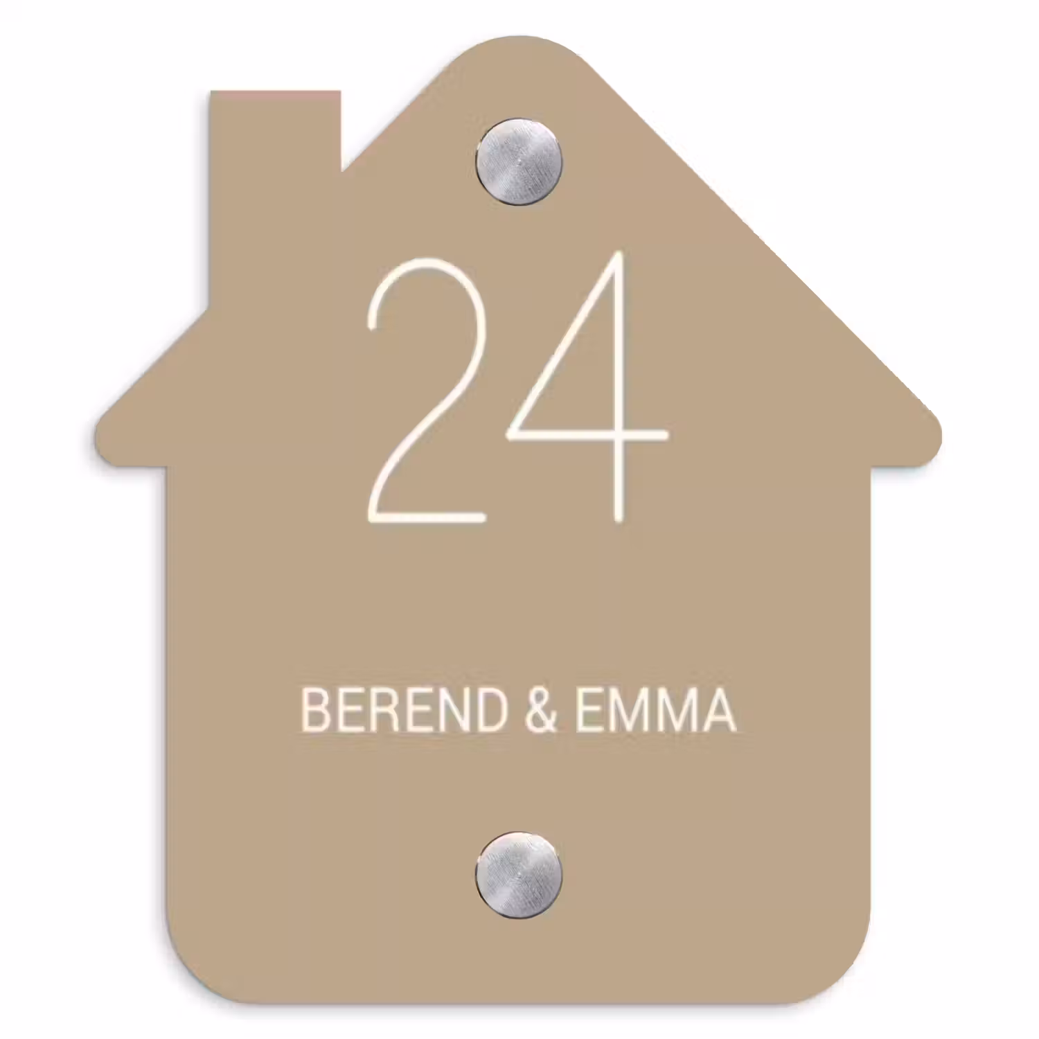 Zandkleur - Klassiek Naambord Huisje klein -3d