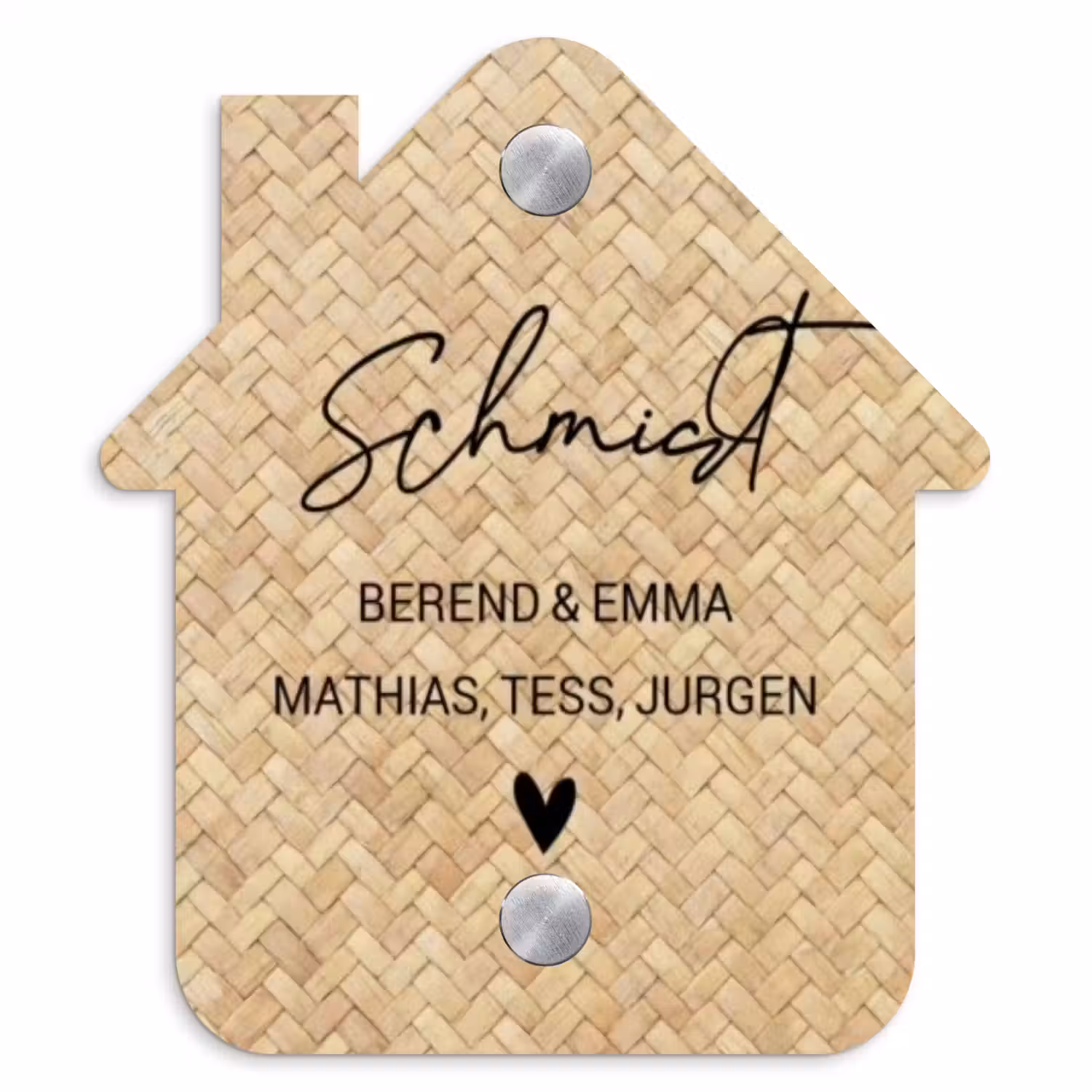 Gevlochten - Riet - Sierlijk Naambord Huisje klein -3d
