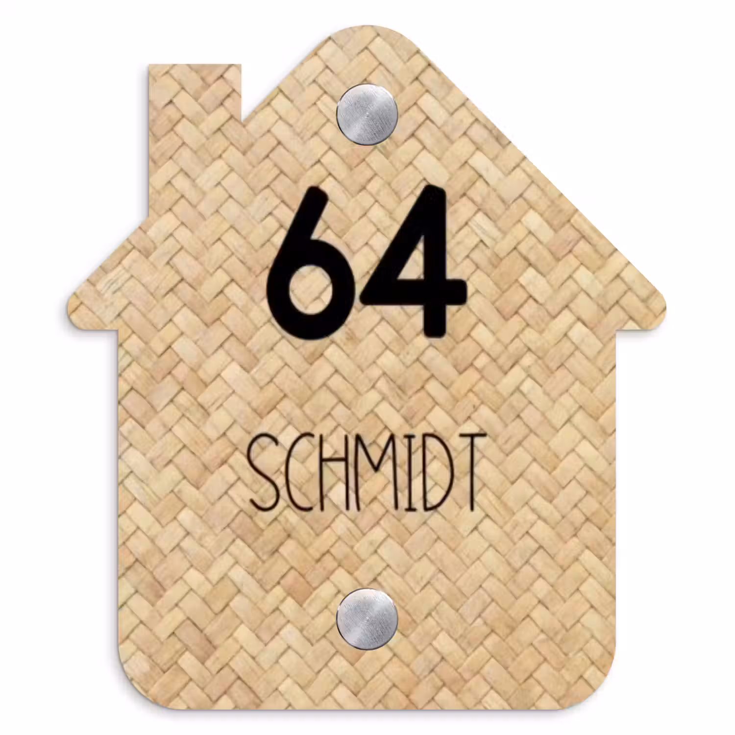 Gevlochten - Riet - Modern Naambord Huisje klein -3d