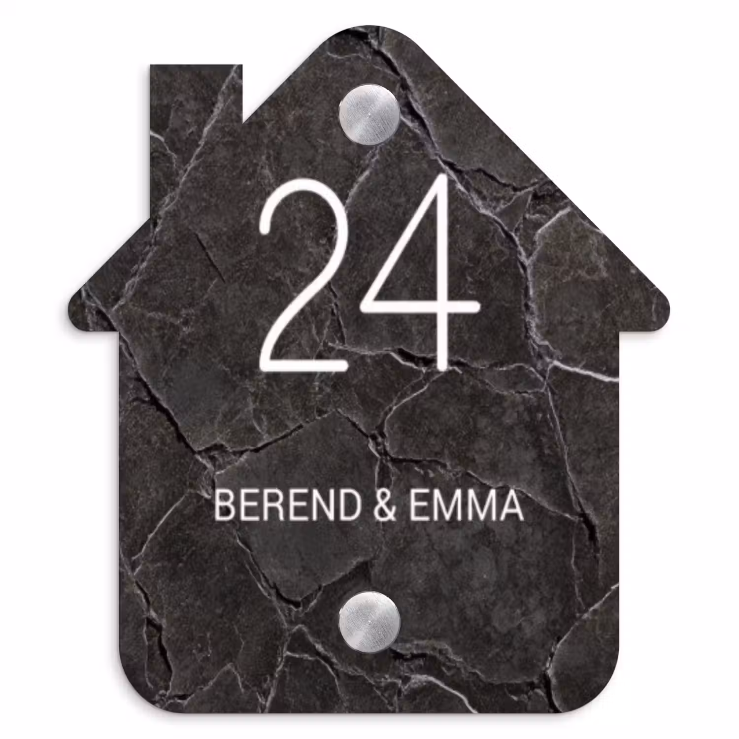 Gebarsten steen - Klassiek Naambord Huisje klein -3d