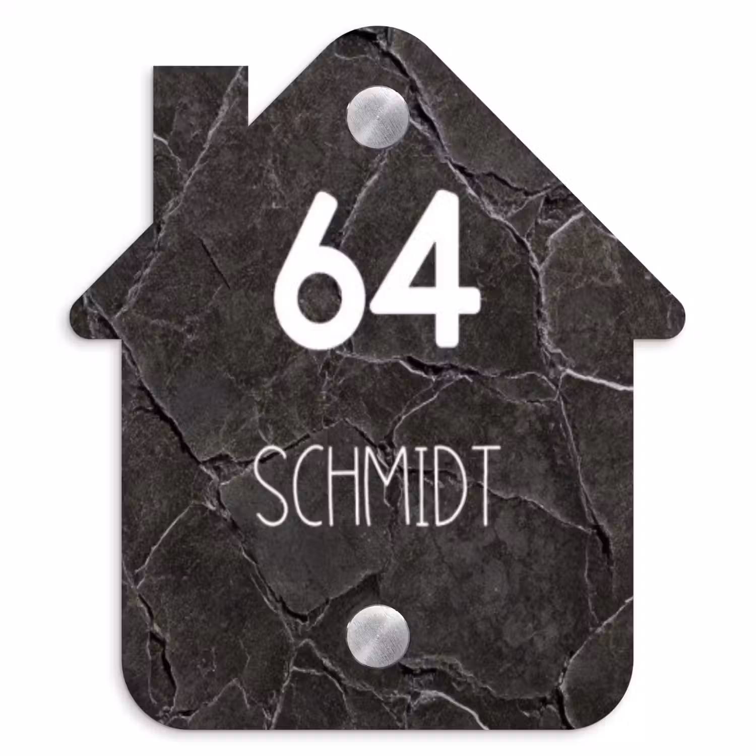 Gebarsten steen - Modern Naambord Huisje klein -3d