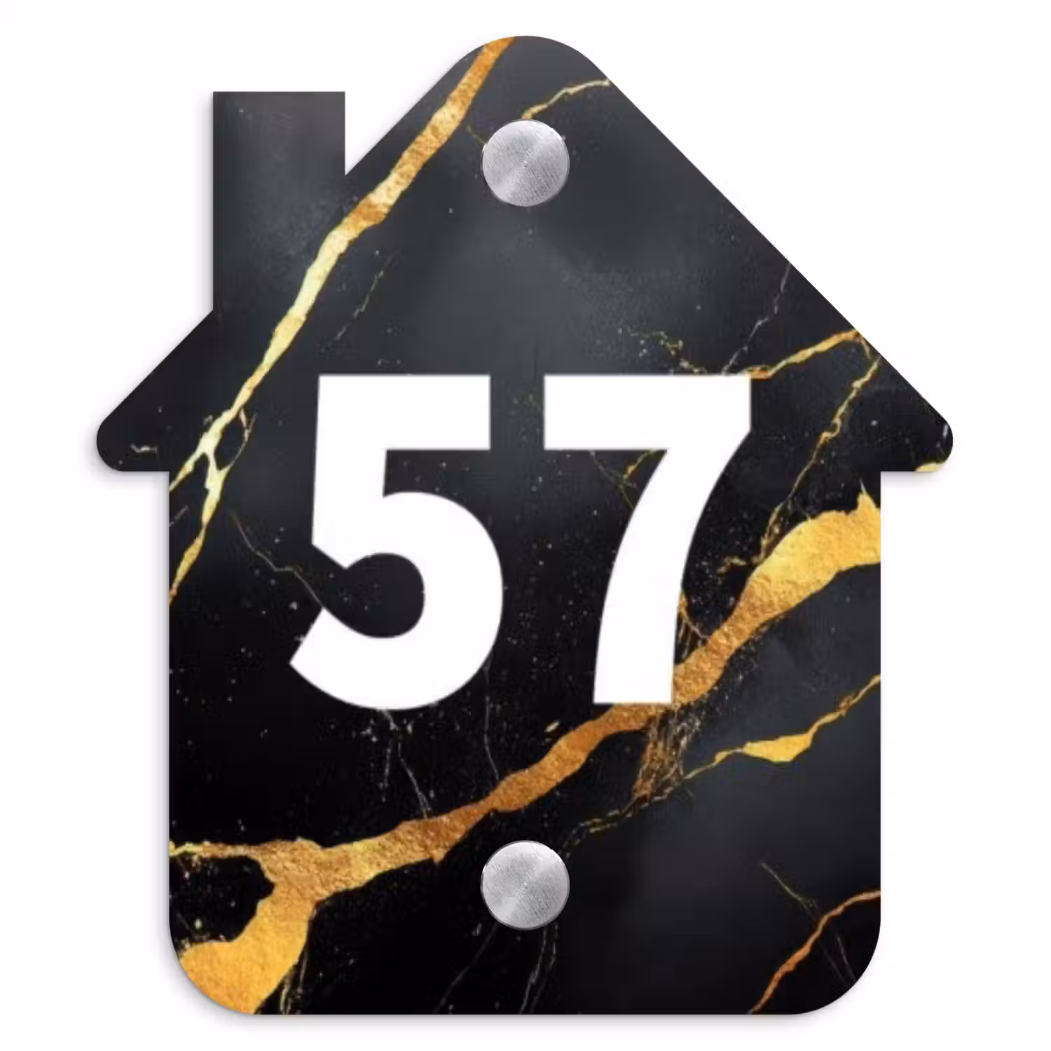 Goud zwart marmer - Modern Naambord Huisje klein -3d