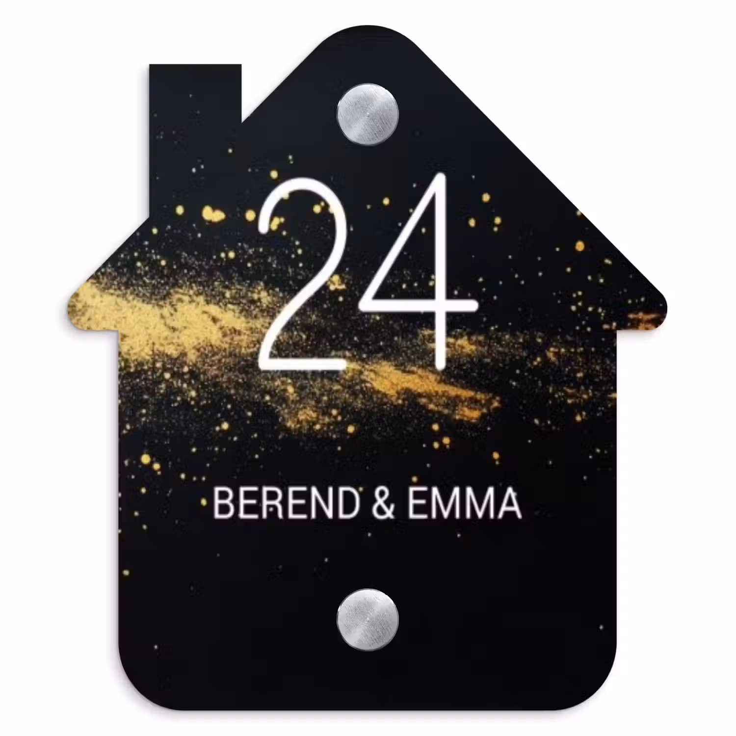 Gouden verfspatten - Klassiek Naambord Huisje klein -3d