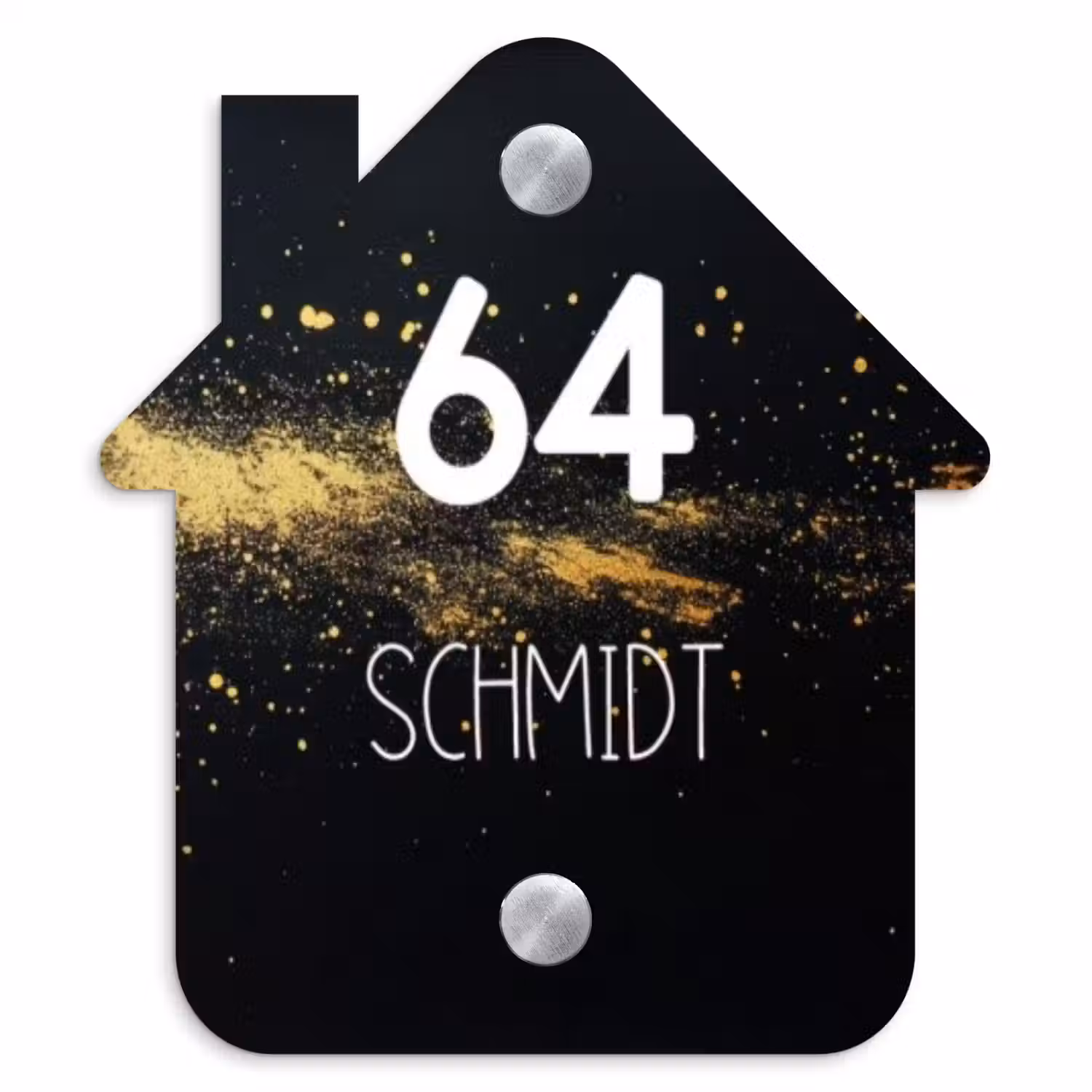 Gouden verfspatten - Modern Naambord Huisje klein -3d
