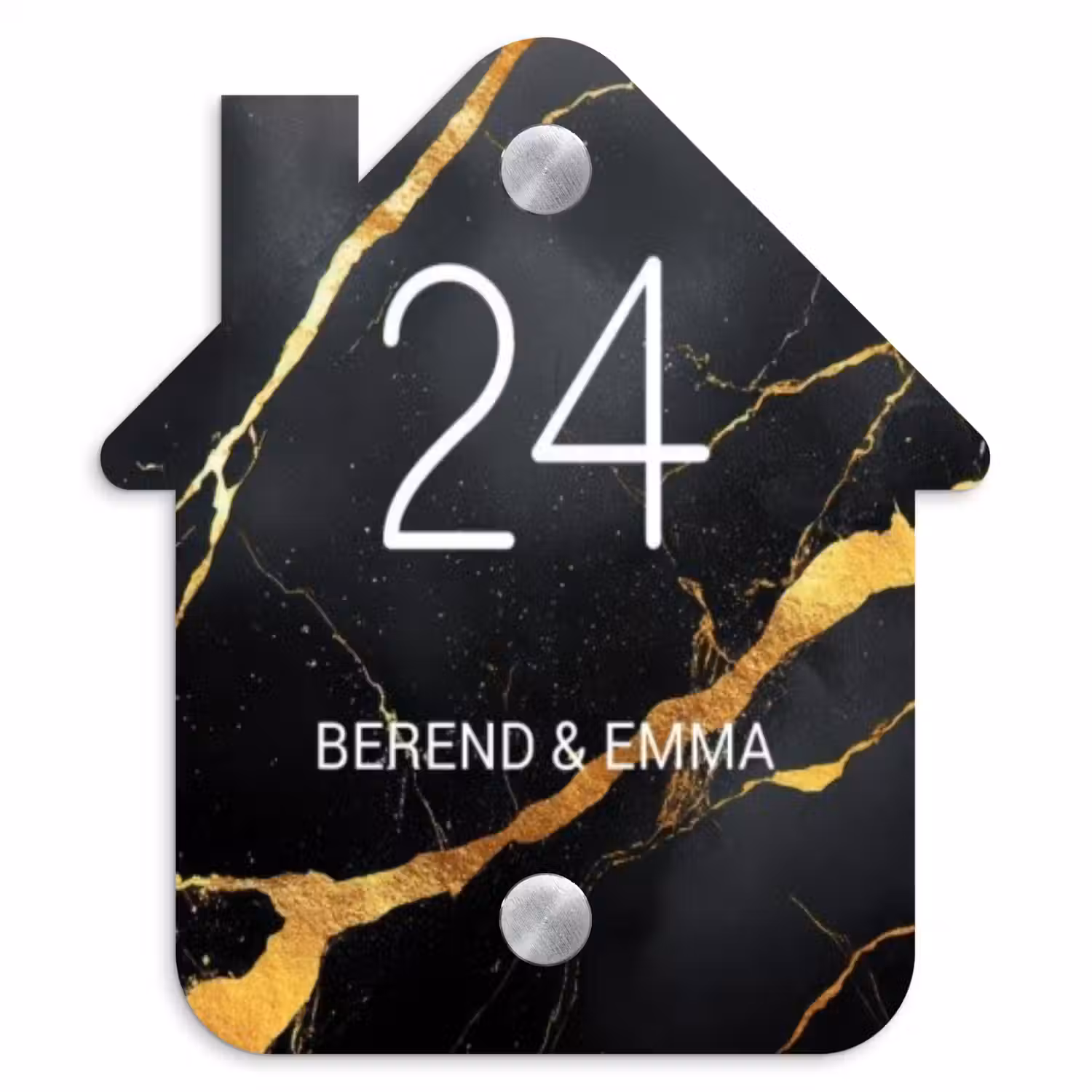 Goud zwart marmer - Klassiek Naambord Huisje klein -3d