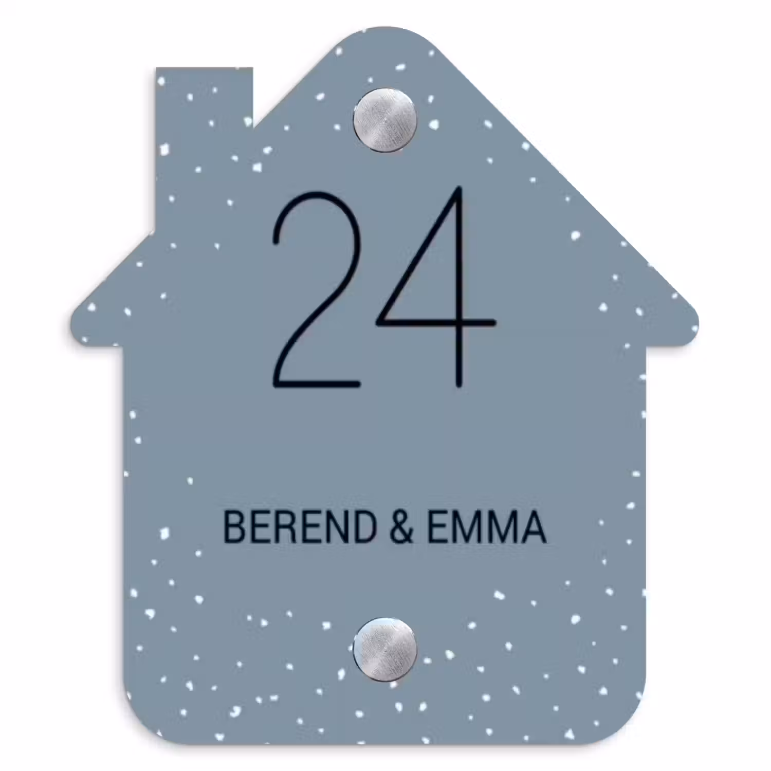 Grijsgroen met stippen - Klassiek Naambord Huisje klein -3d