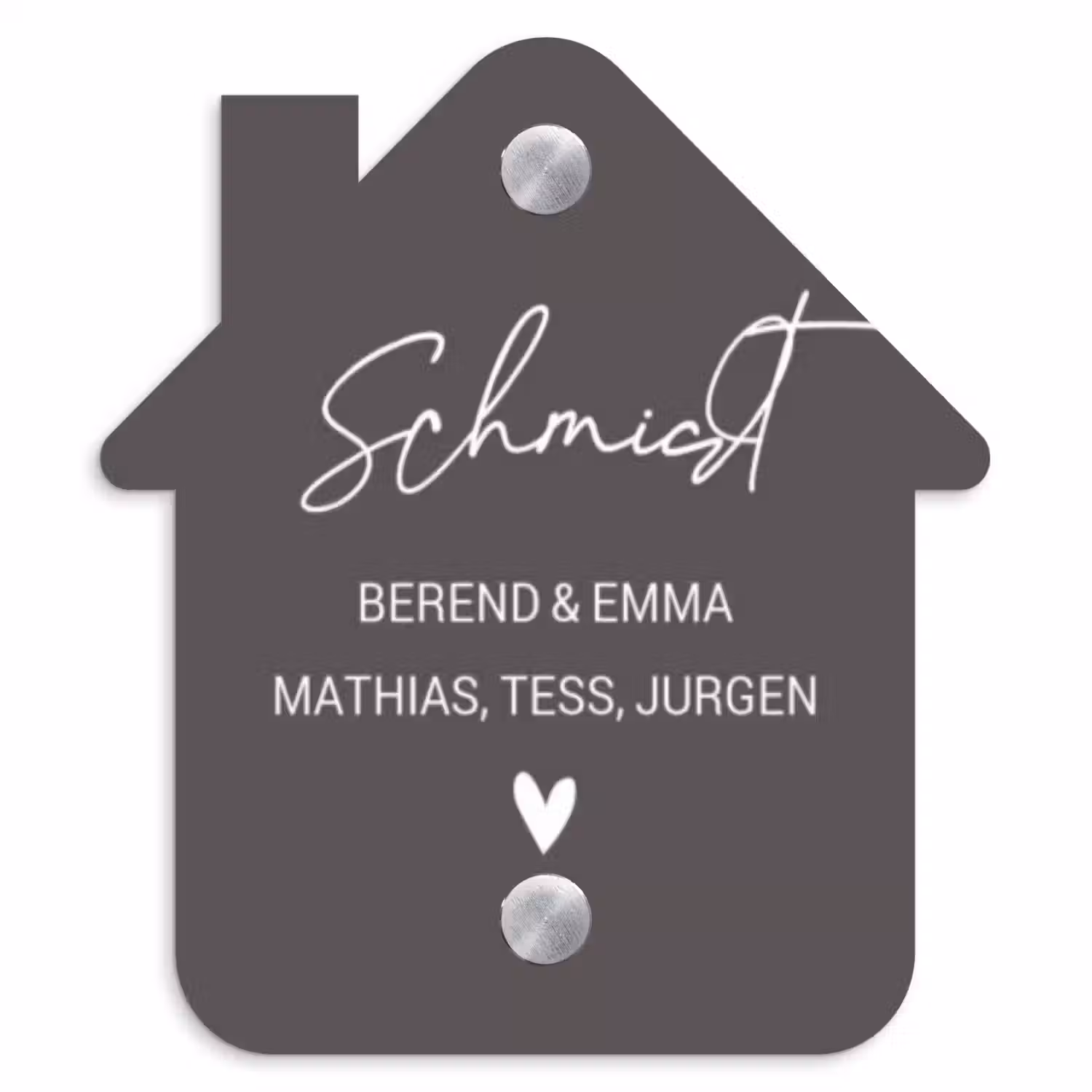 Grijs - Sierlijk Naambord Huisje klein -3d