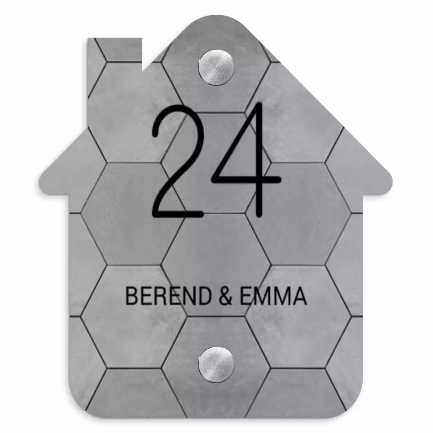 Grijze tegels - Klassiek Naambord Huisje klein -3d