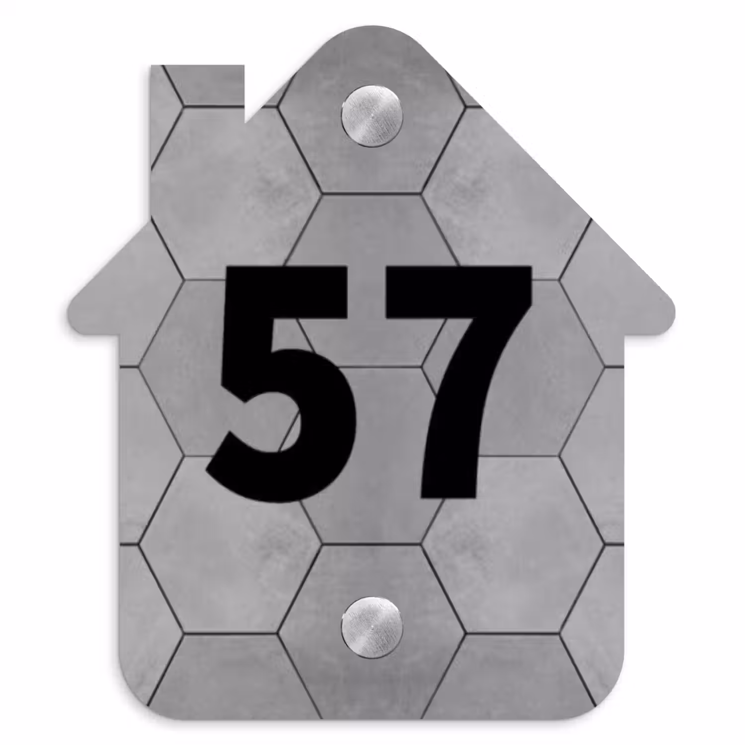 Grijze tegels - Traditioneel Naambord Huisje klein -3d
