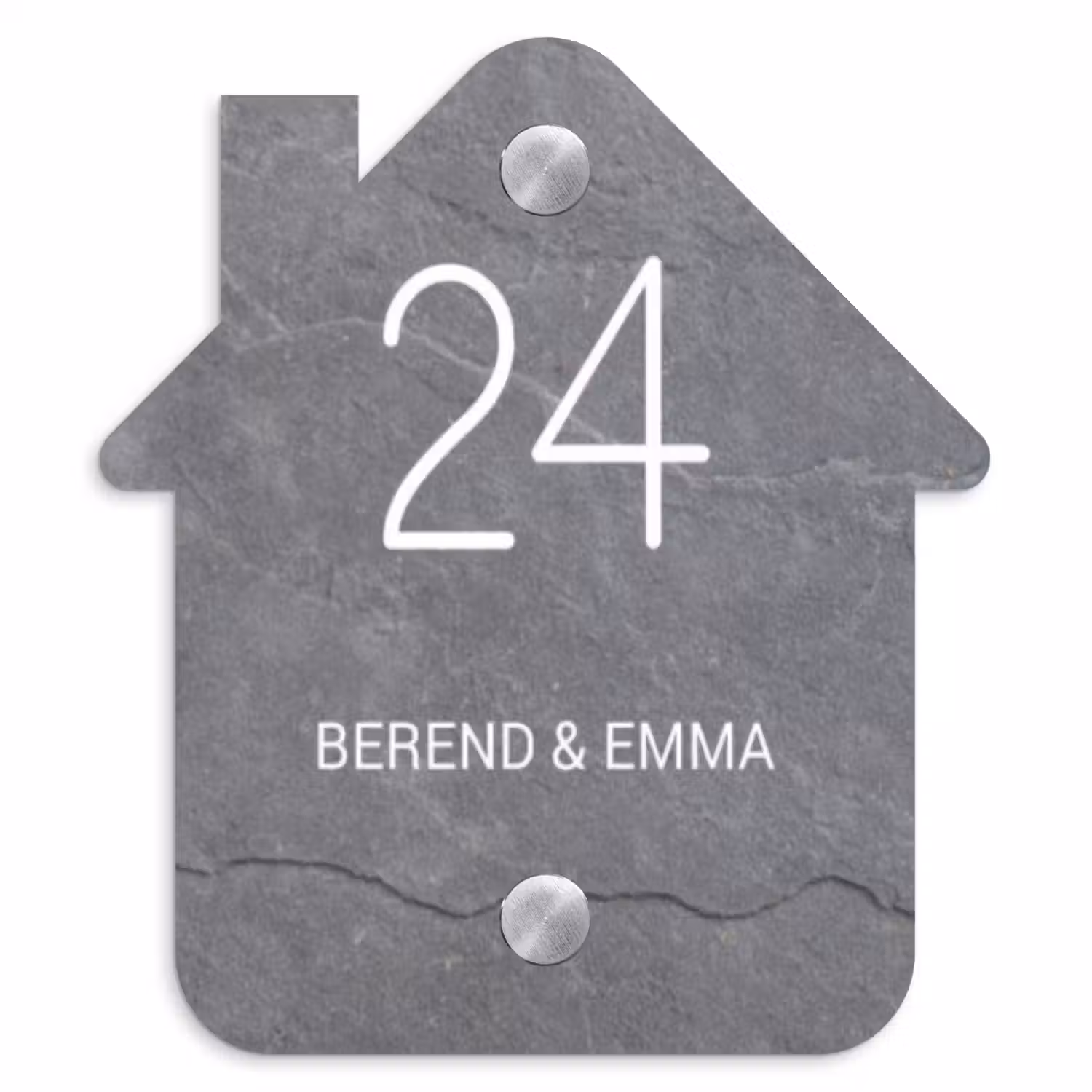 Grijze natuursteen - Klassiek Naambord Huisje klein -3d