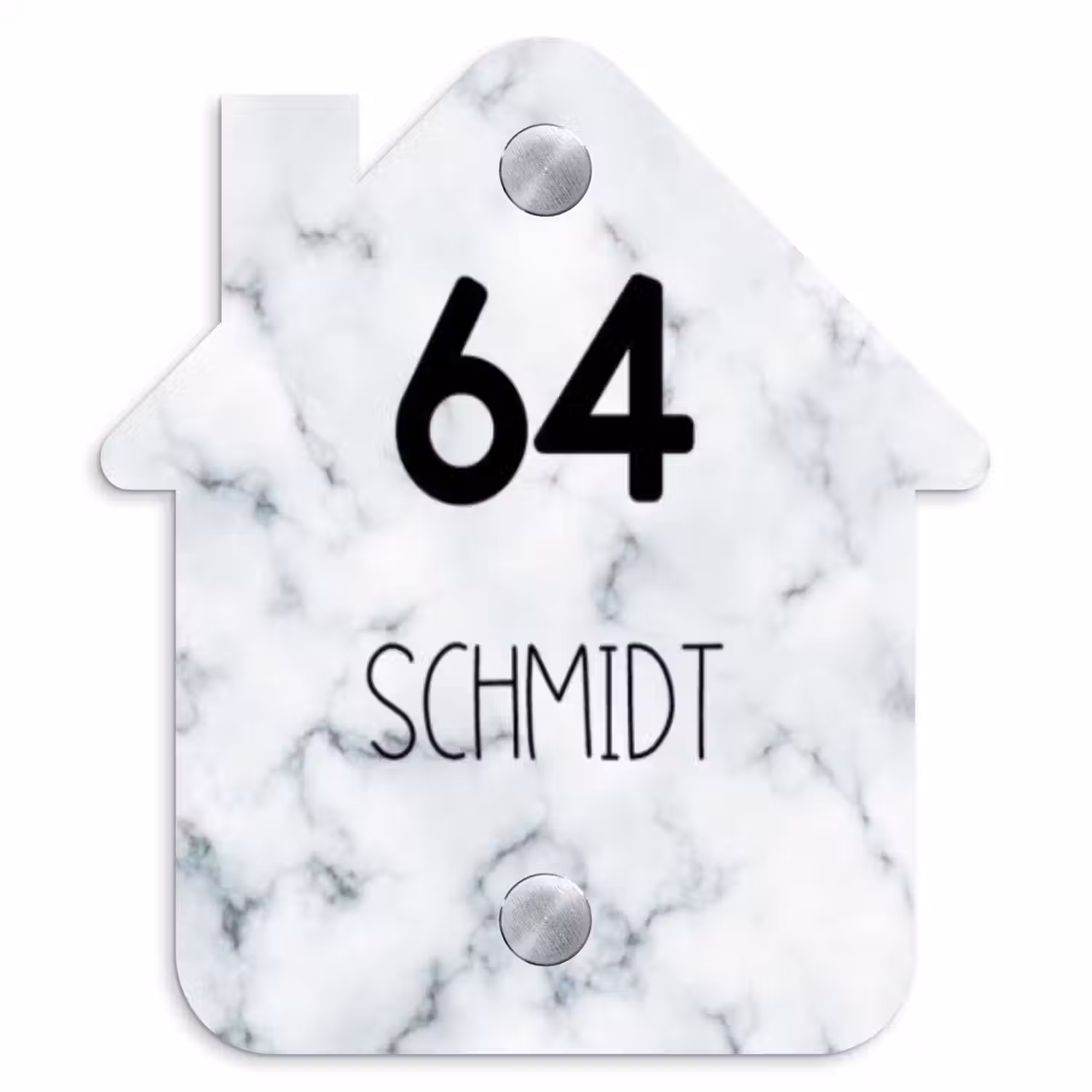 Lichtblauw marmer - Modern Naambord Huisje klein -3d