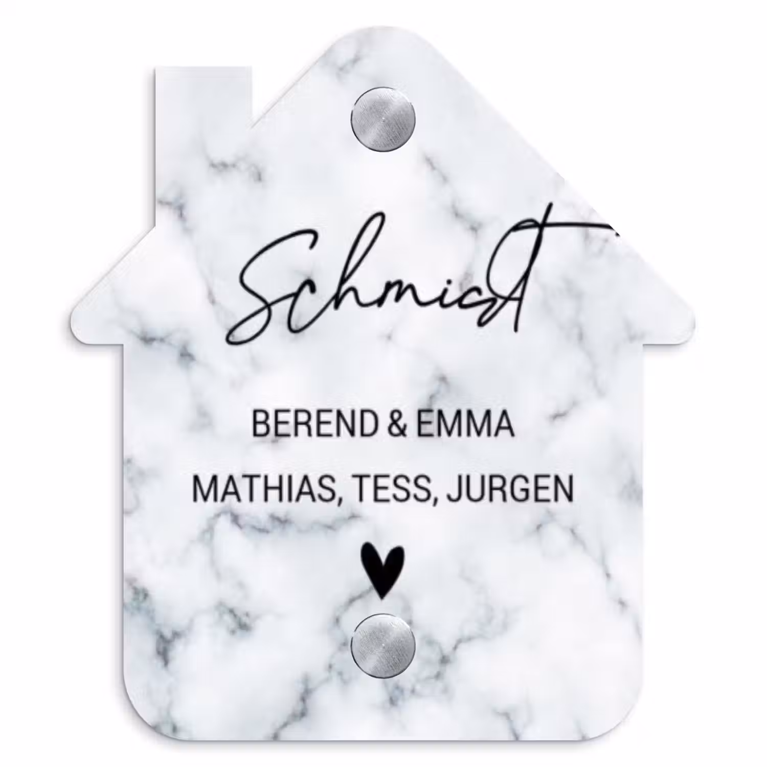 Lichtblauw marmer - Sierlijk Naambord Huisje klein -3d