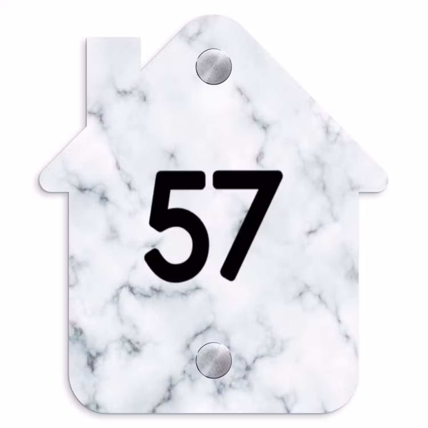 Lichtblauw marmer - Traditioneel Naambord Huisje klein -3d