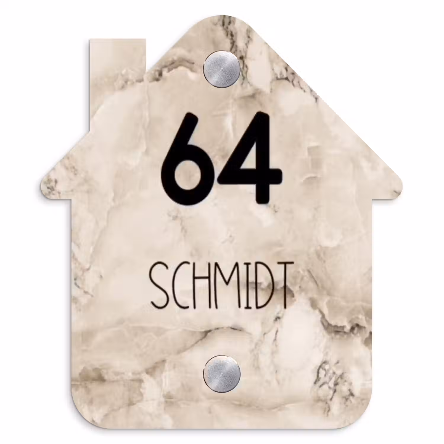 Lichtbruin marmer - Modern Naambord Huisje klein -3d