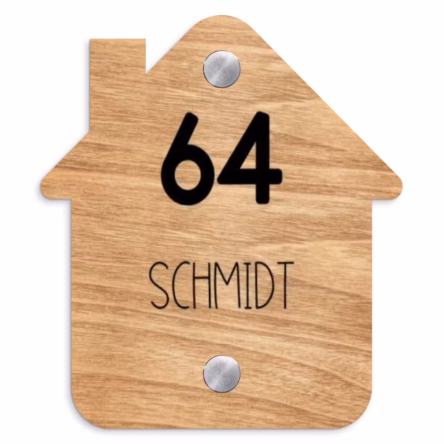 Licht hout - Modern Naambord Huisje klein -3d