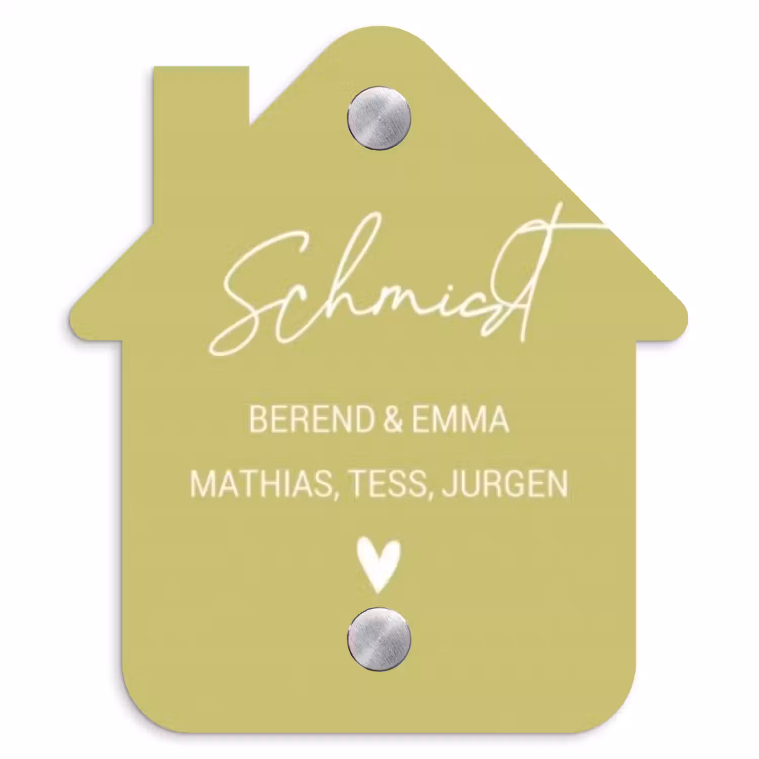 Lichtgroen - Sierlijk Naambord Huisje klein -3d