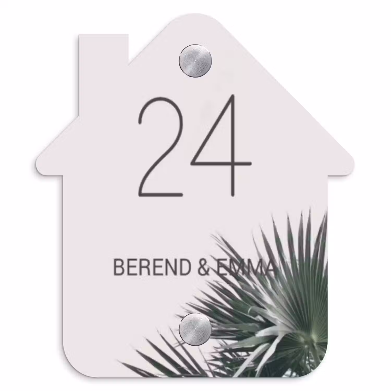 Lichtroze met palmblad - Klassiek Naambord Huisje klein -3d