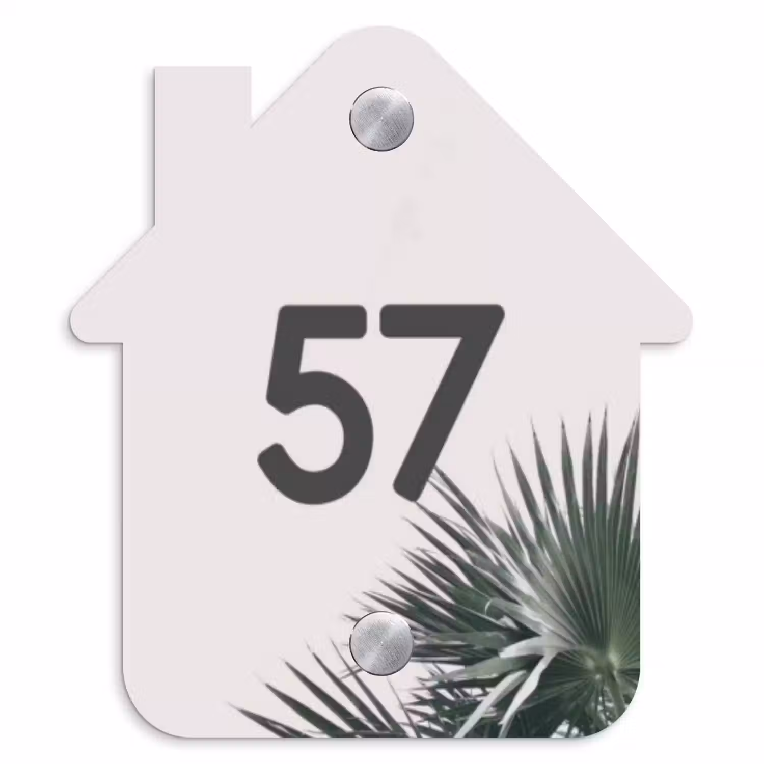 Lichtroze met palmblad - Traditioneel Naambord Huisje klein -3d