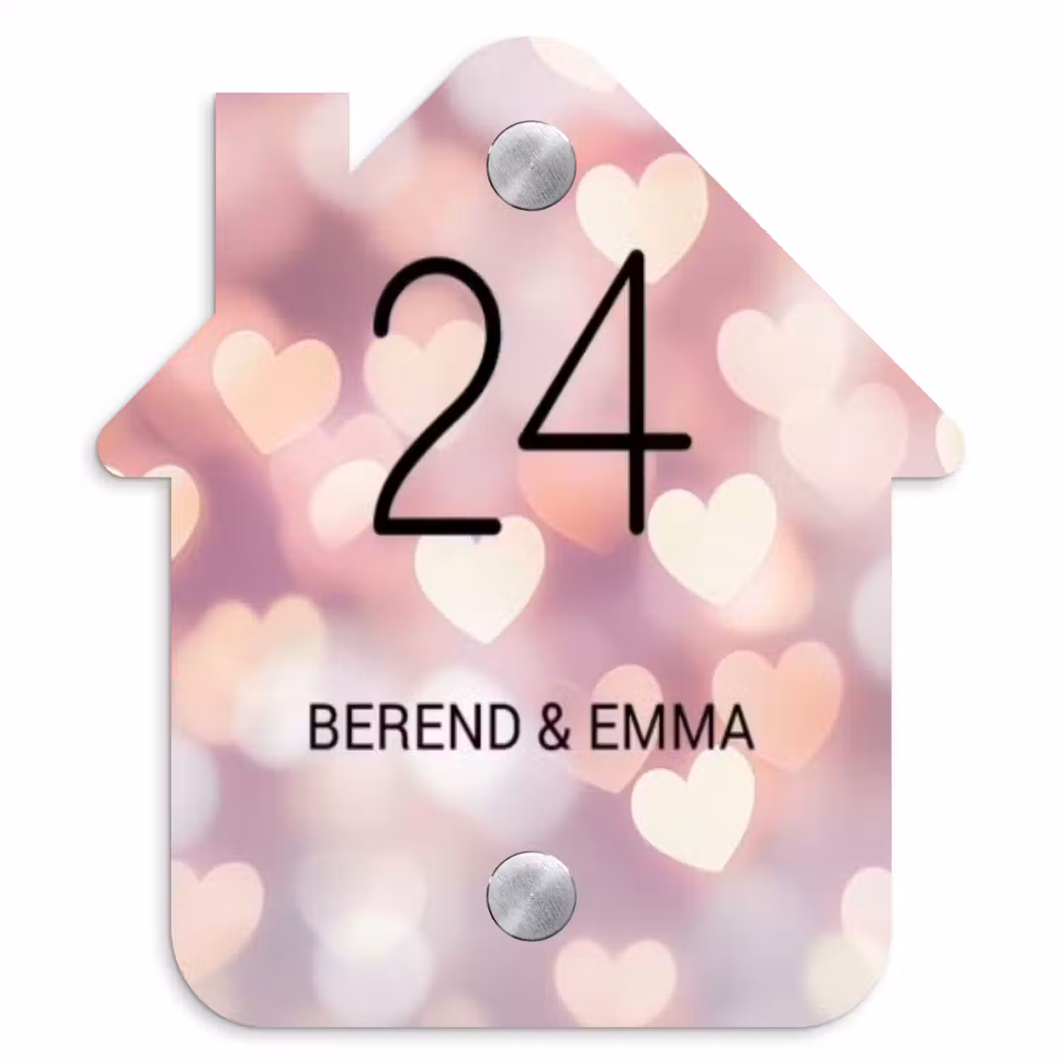Hartvormige gloed - Klassiek Naambord Huisje klein -3d