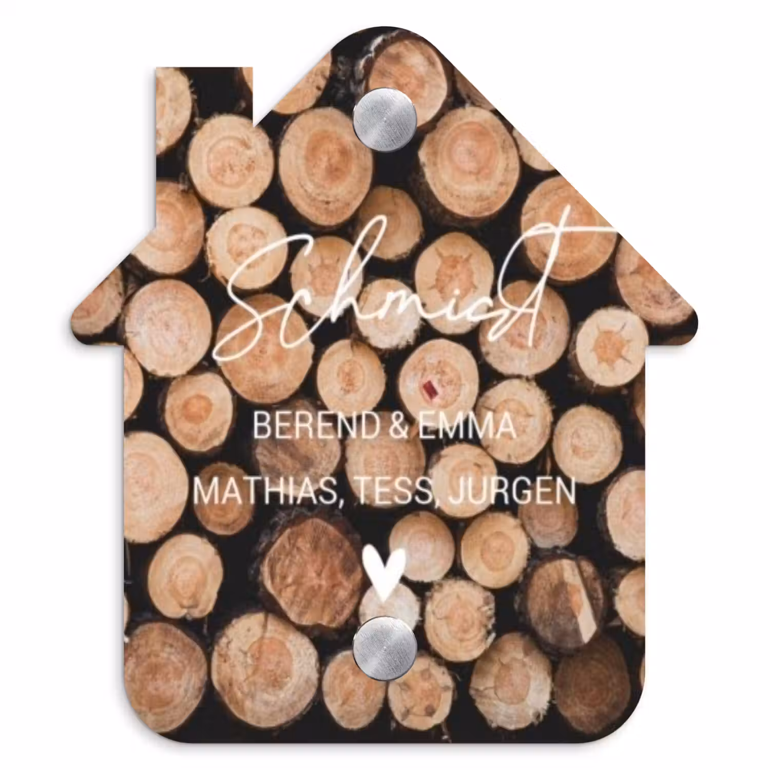 Houtstapel - Sierlijk Naambord Huisje klein -3d