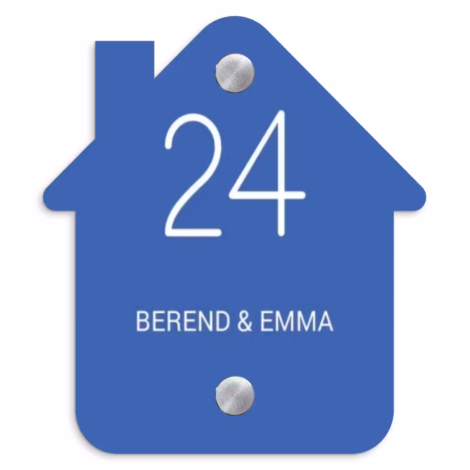 Kobaltblauw - Klassiek Naambord Huisje klein -3d