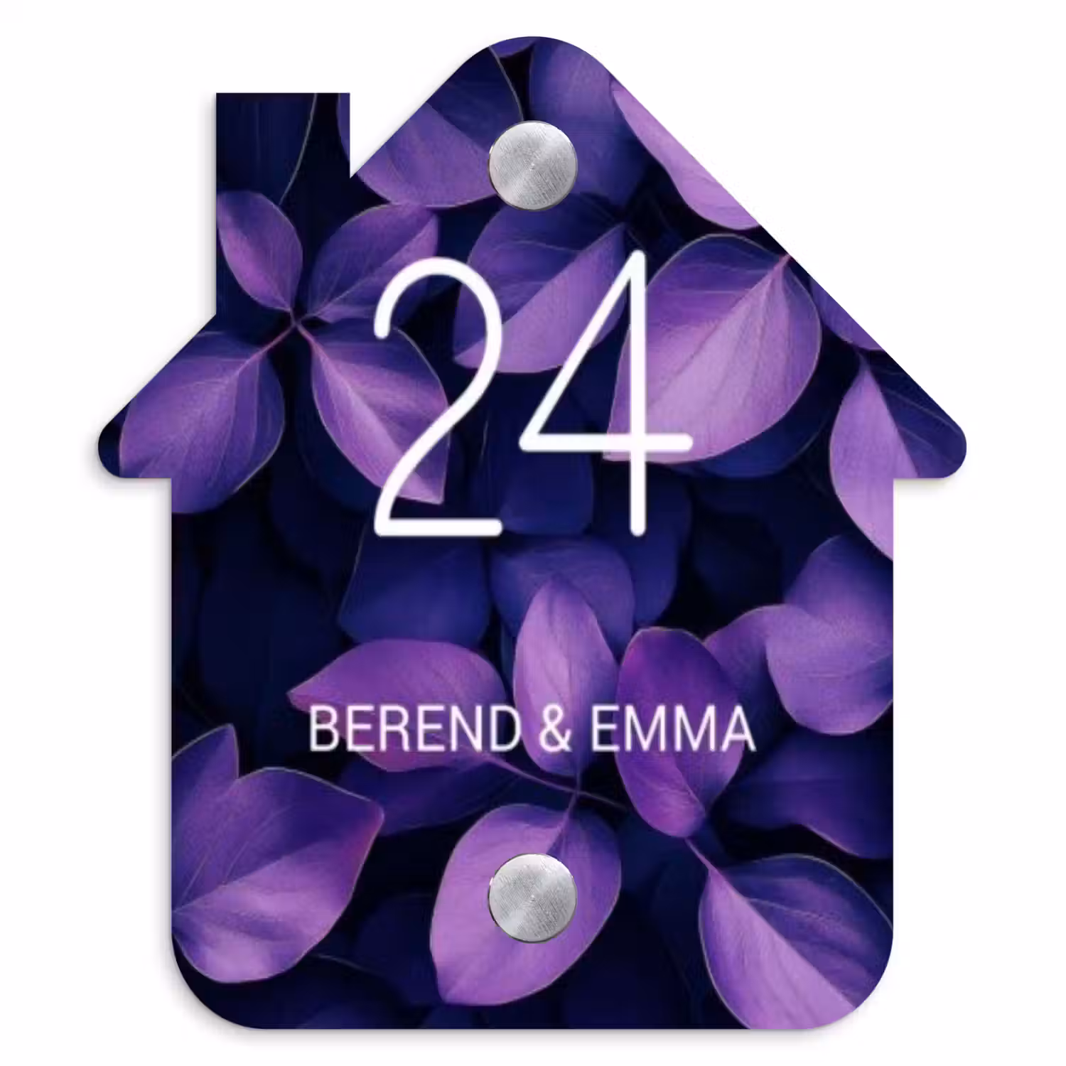 Paarse bladeren - Klassiek Naambord Huisje klein -3d