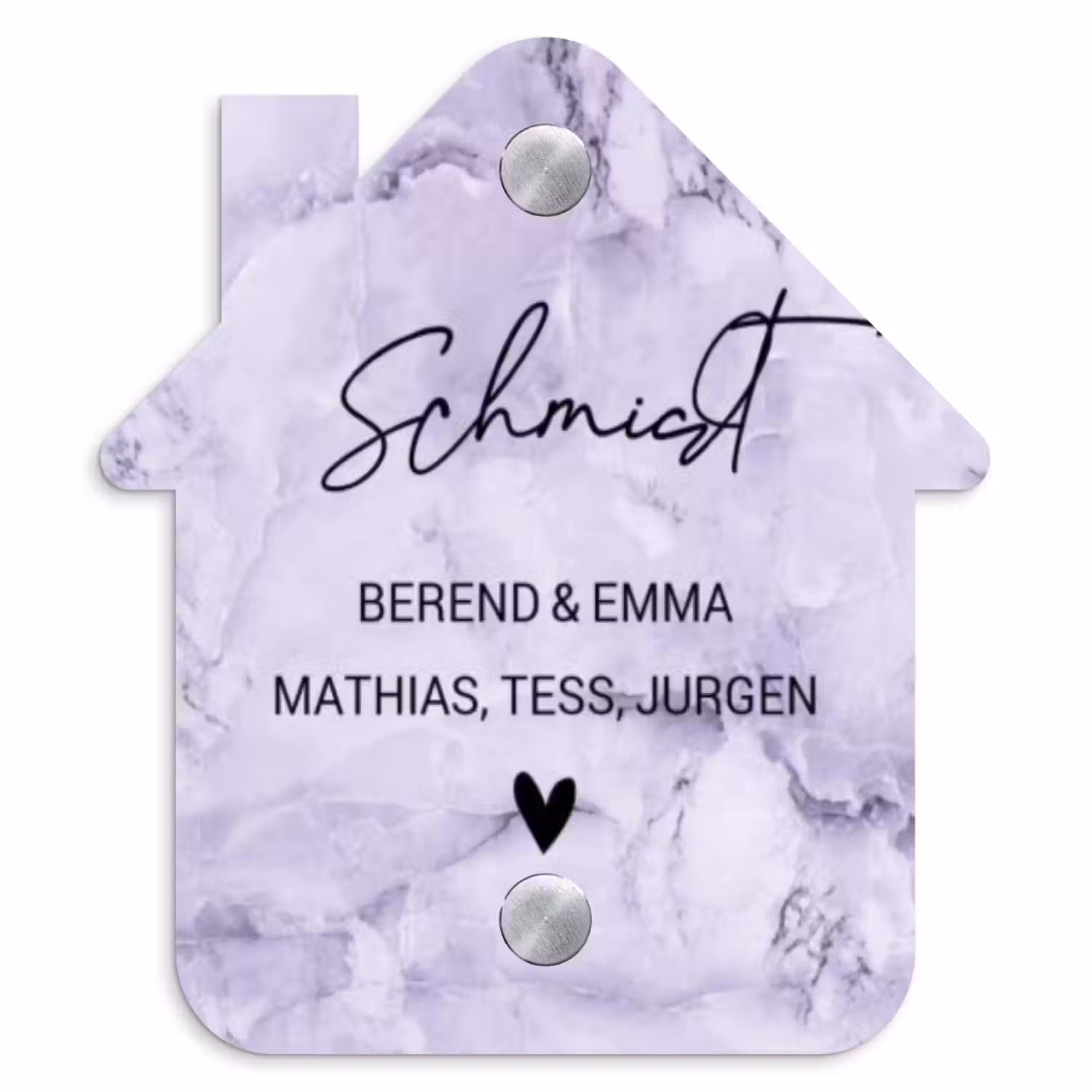 Paars marmer - Sierlijk Naambord Huisje klein -3d