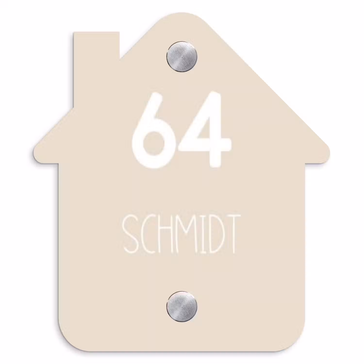 Effen - Beige - Modern Naambord Huisje klein -3d