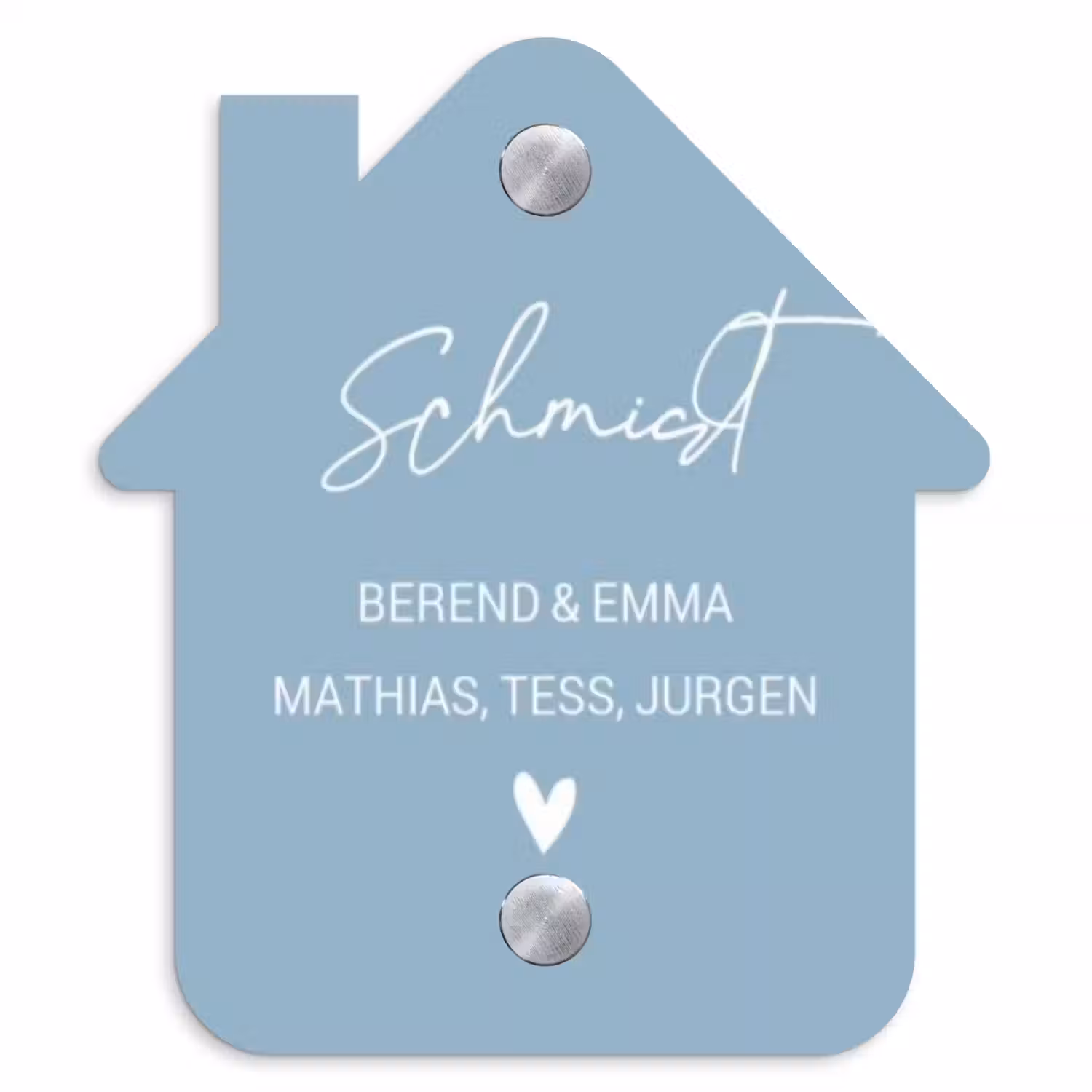 Effen - Lichtblauw - Sierlijk Naambord Huisje klein -3d