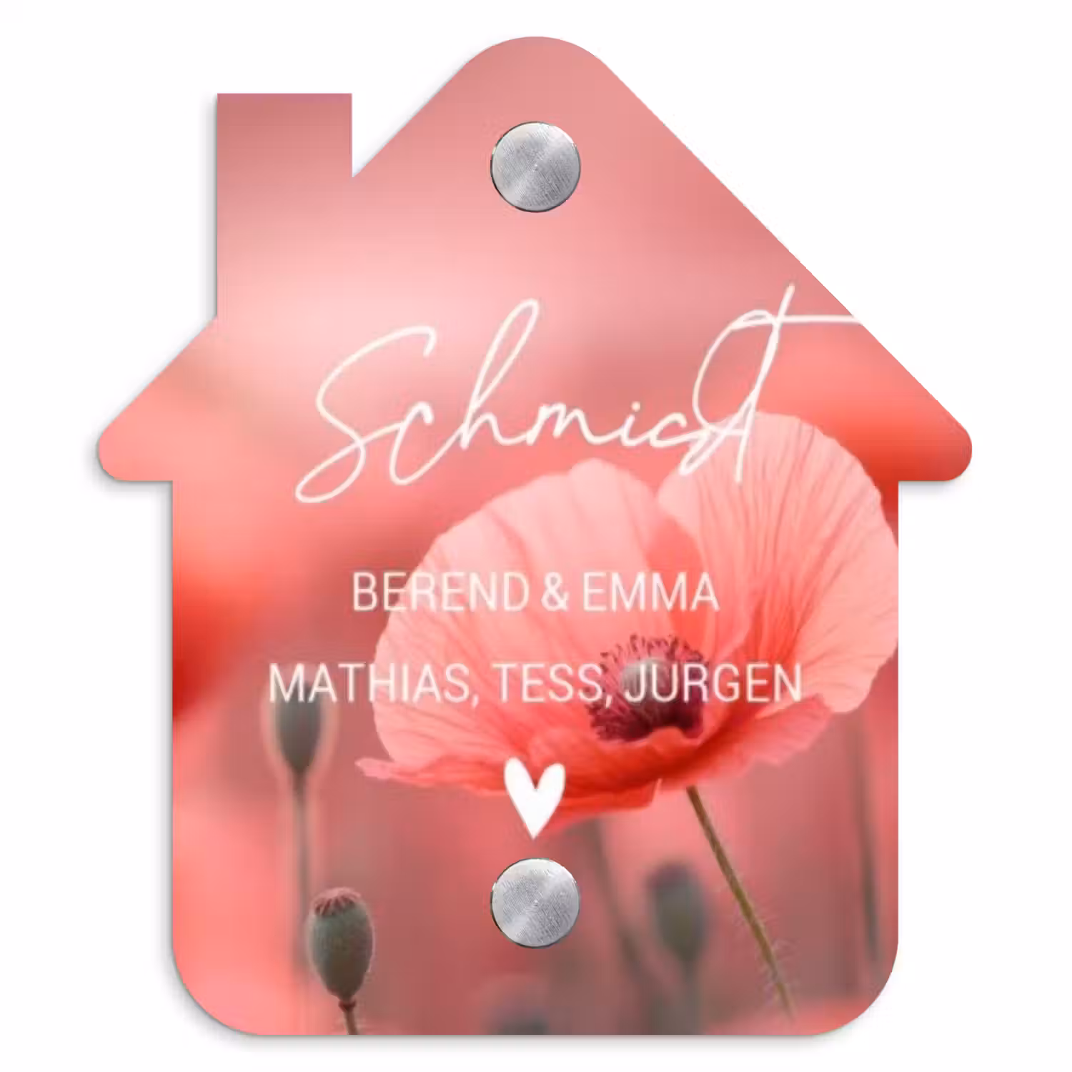 Klaproos - Sierlijk Naambord Huisje klein -3d