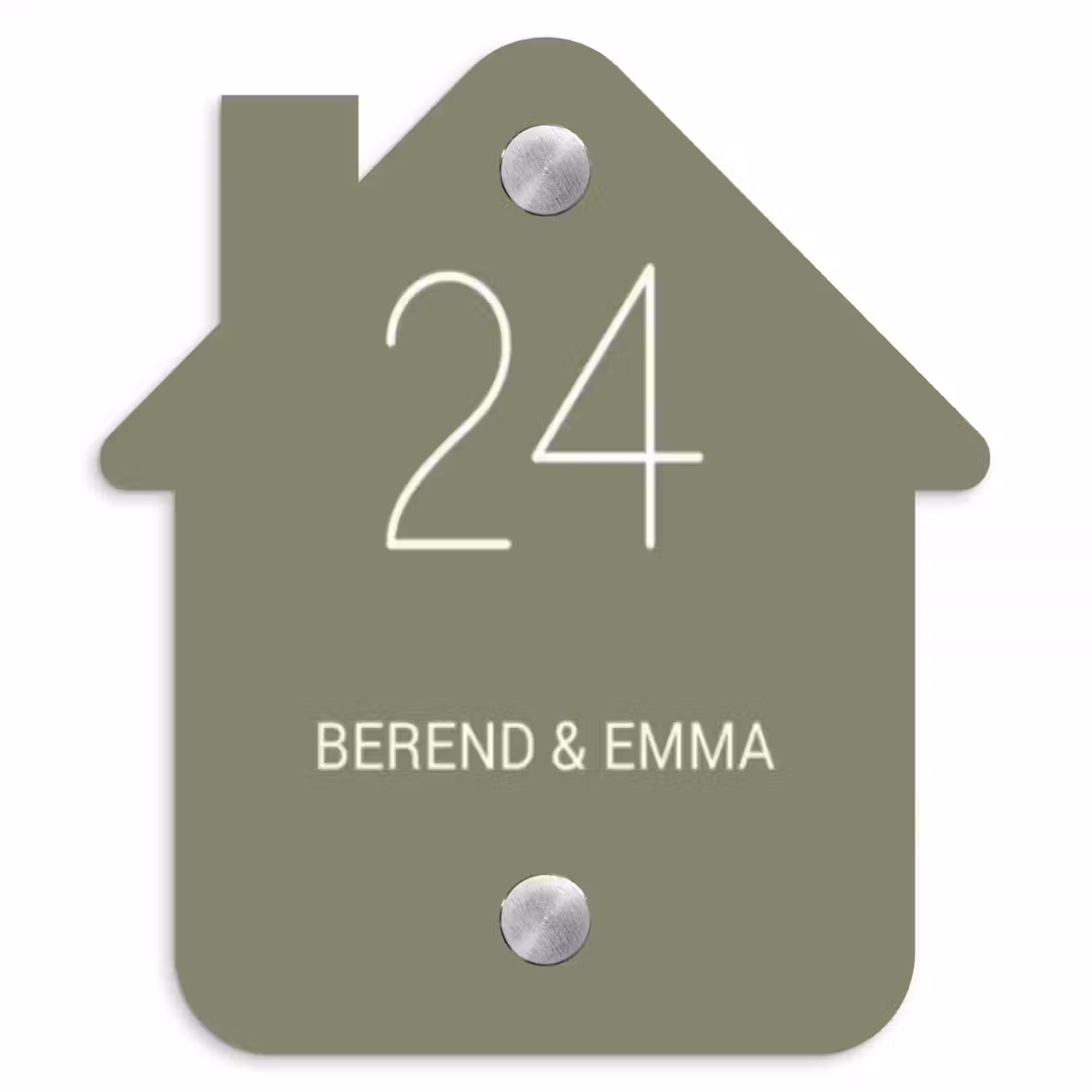 Olijfgroen - Klassiek Naambord Huisje klein -3d