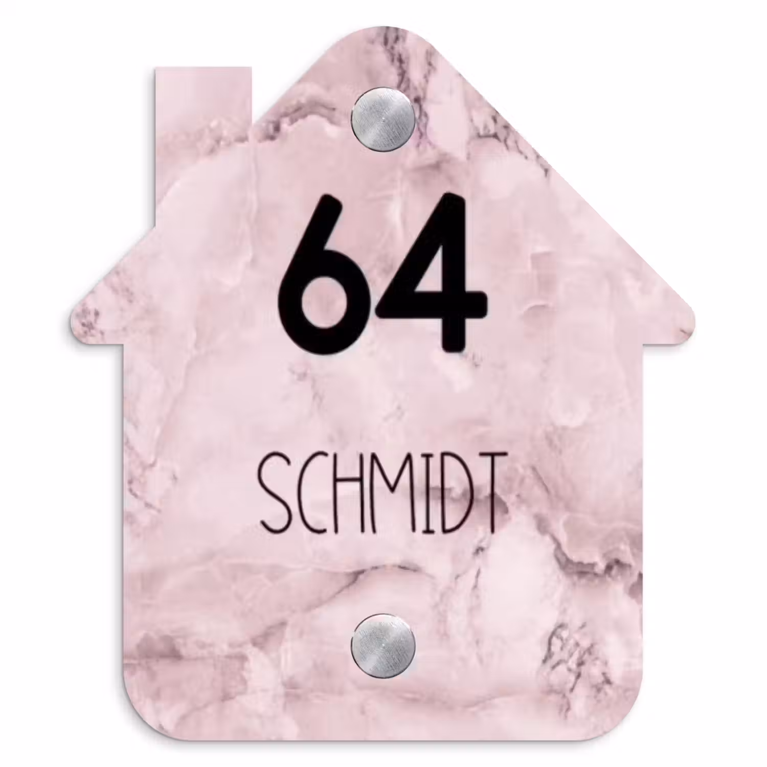 Roze marmer - Modern Naambord Huisje klein -3d