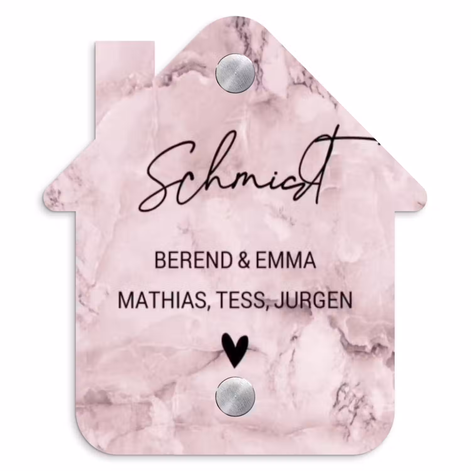 Roze marmer - Sierlijk Naambord Huisje klein -3d