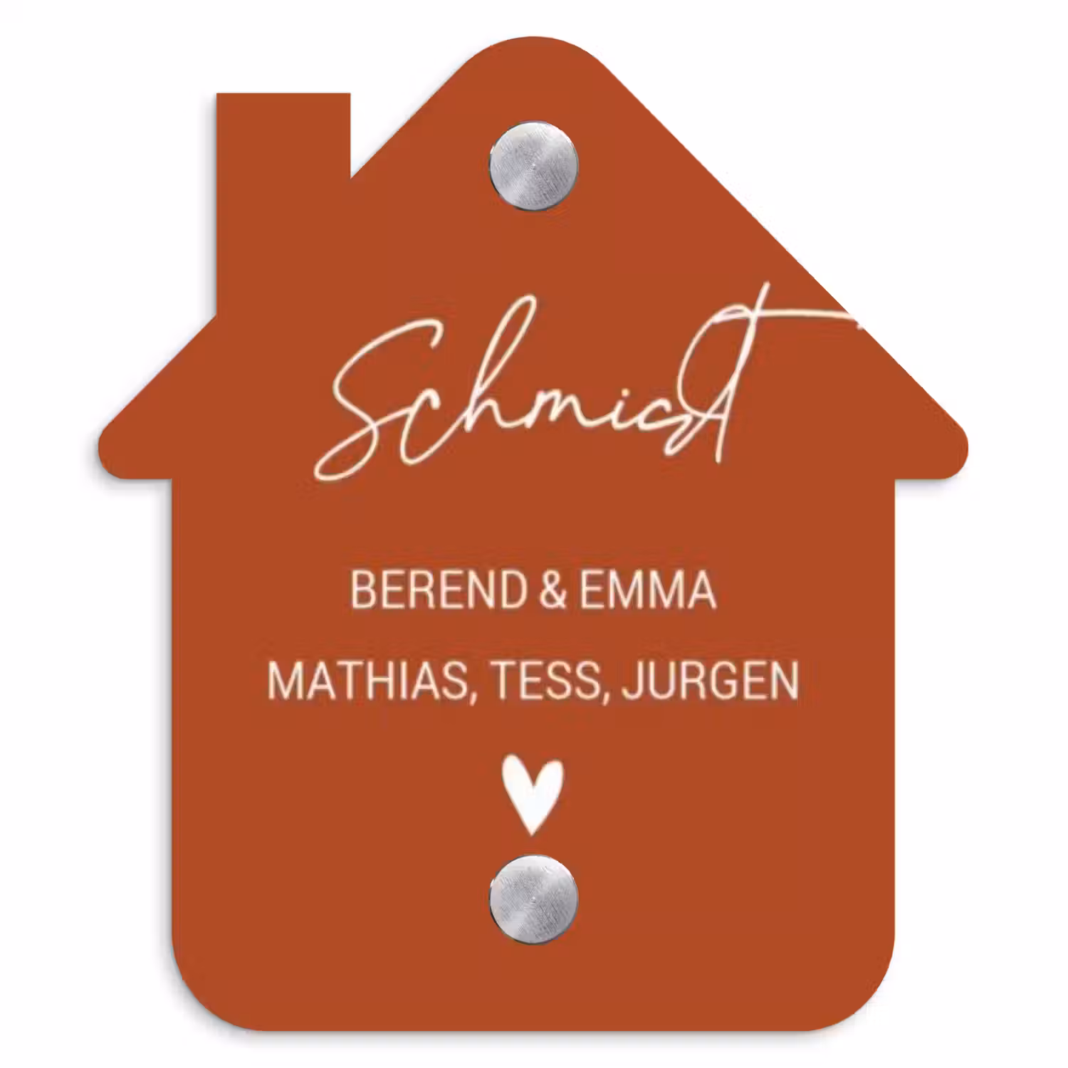 Roestbruin - Sierlijk Naambord Huisje klein -3d