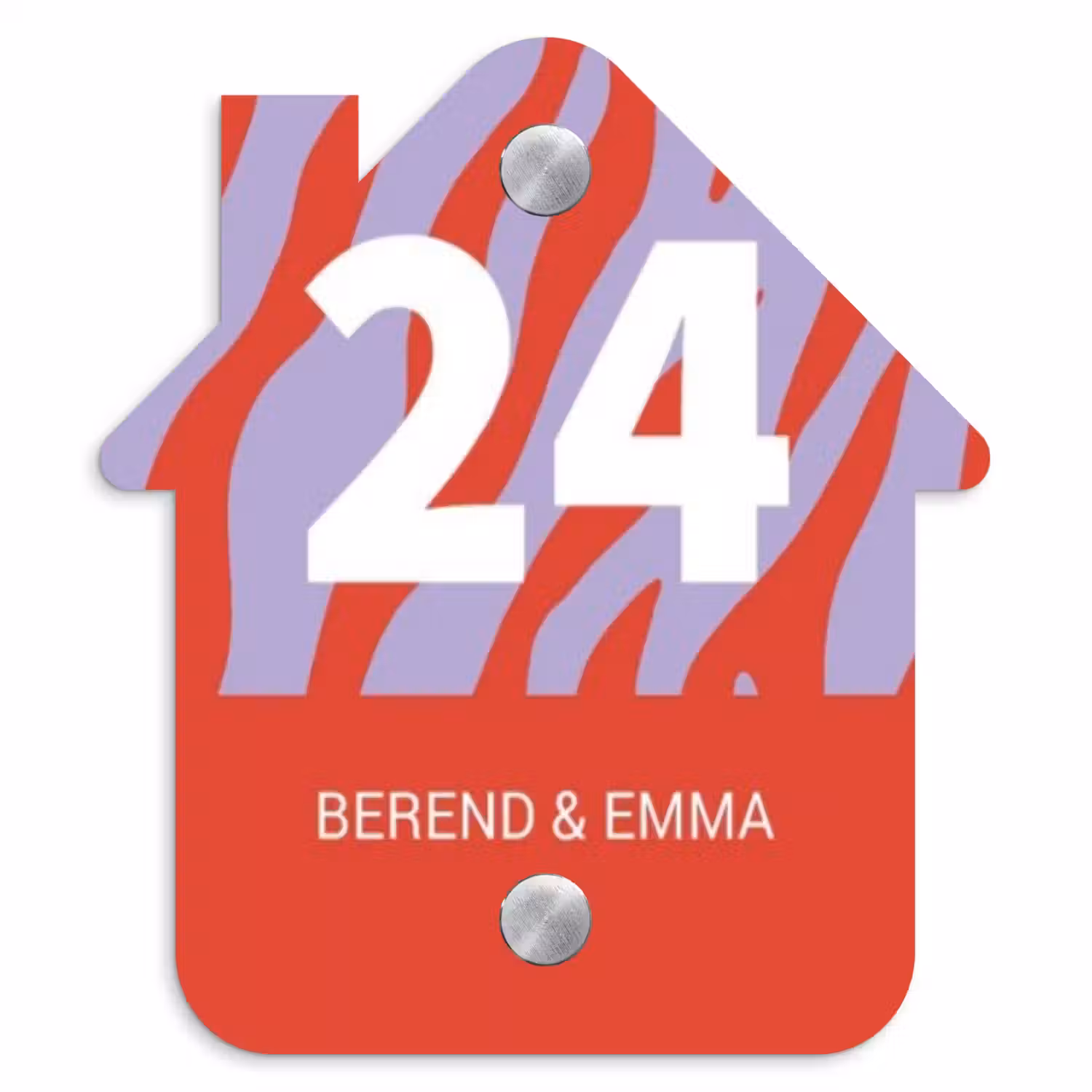 Rood - Paars - Zebra - Klassiek Naambord Huisje klein -3d