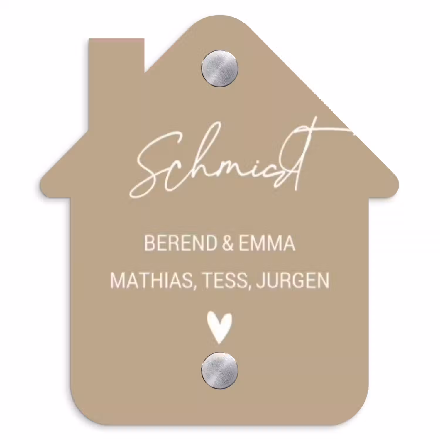 Zandkleur - Sierlijk Naambord Huisje klein -3d