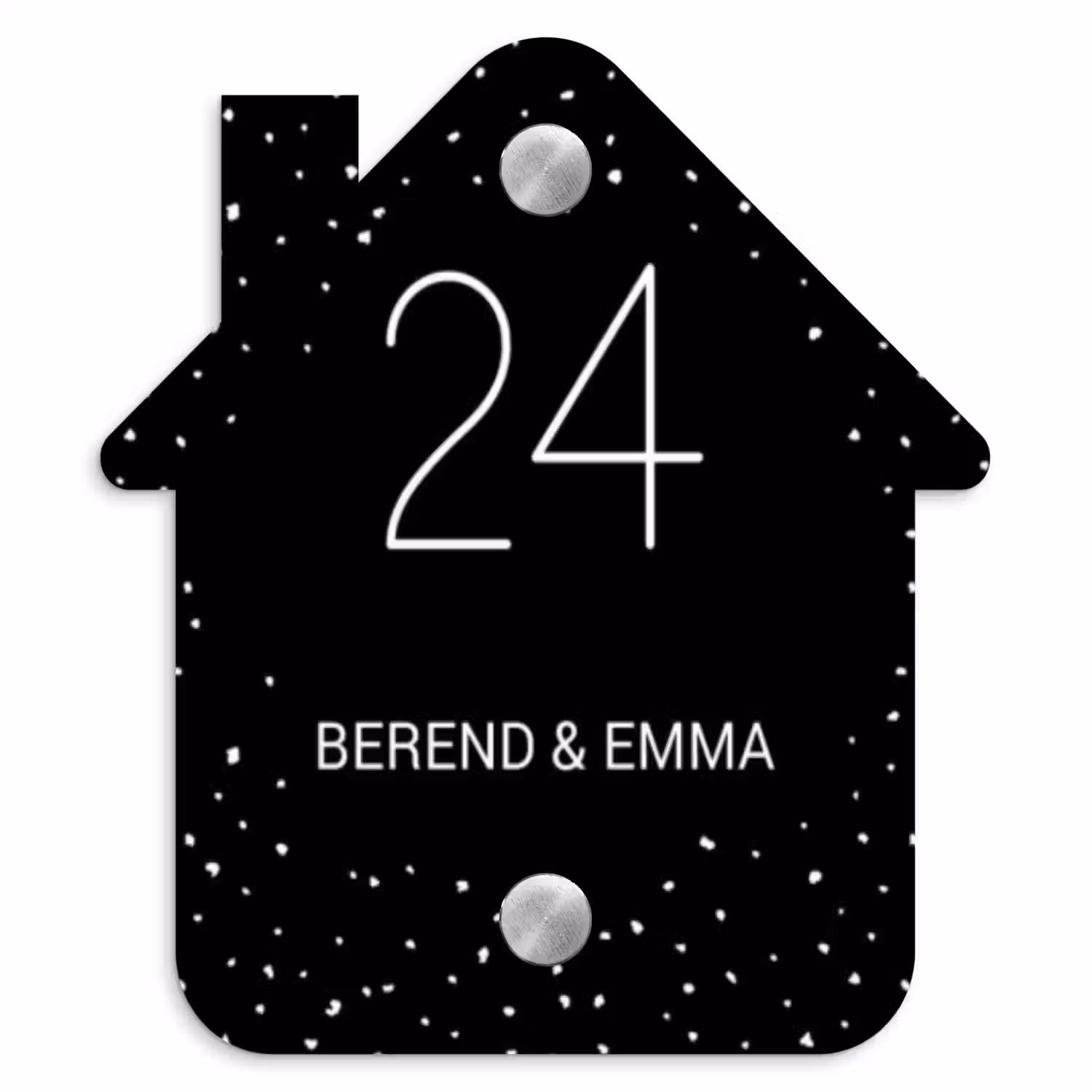 Zwart met stippen - Klassiek Naambord Huisje klein -3d