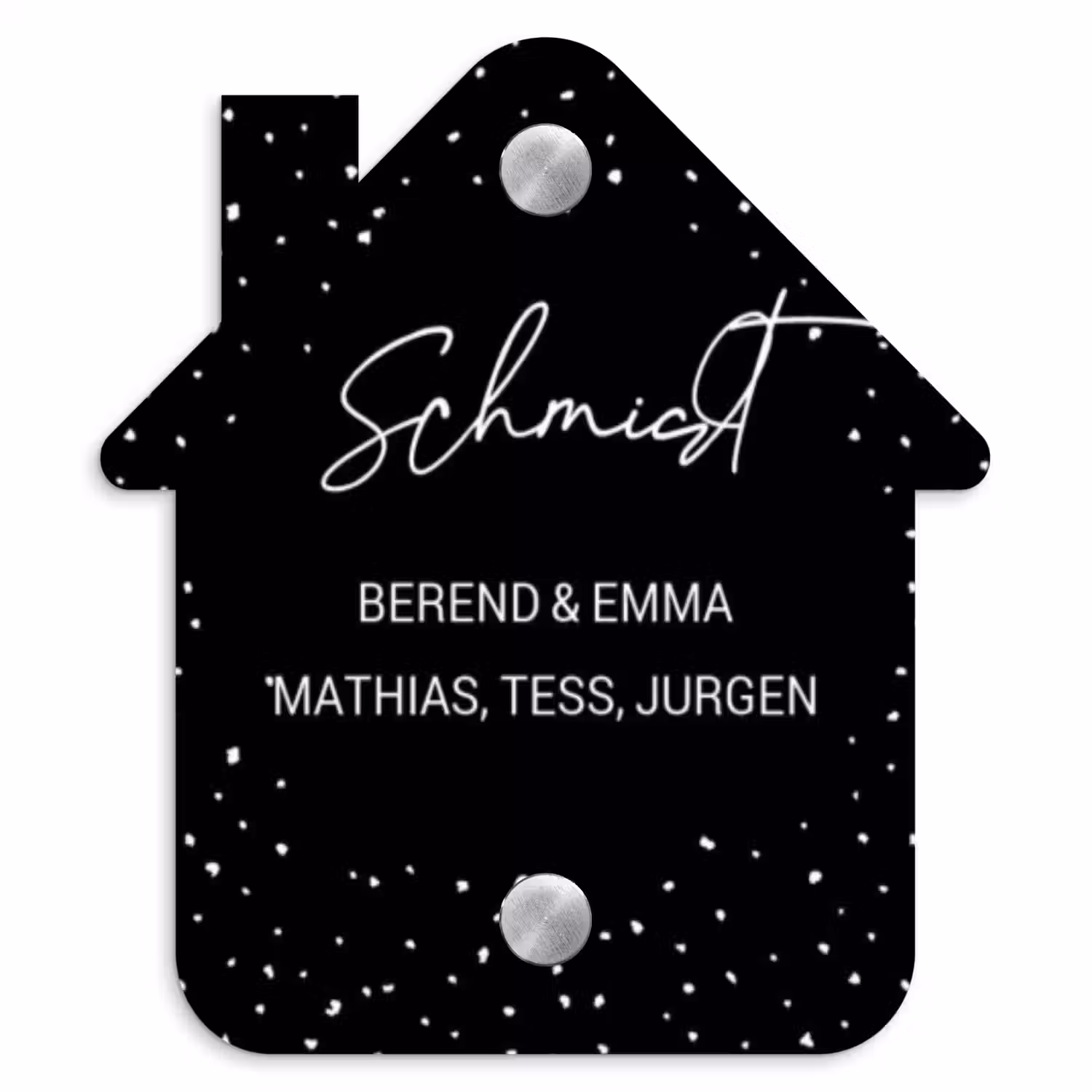 Zwart met stippen - Sierlijk Naambord Huisje klein -3d