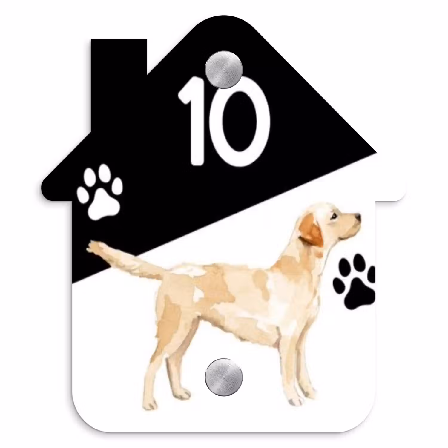 Zwart wit - Huisdier - Labrador Naambord Huisje klein -3d